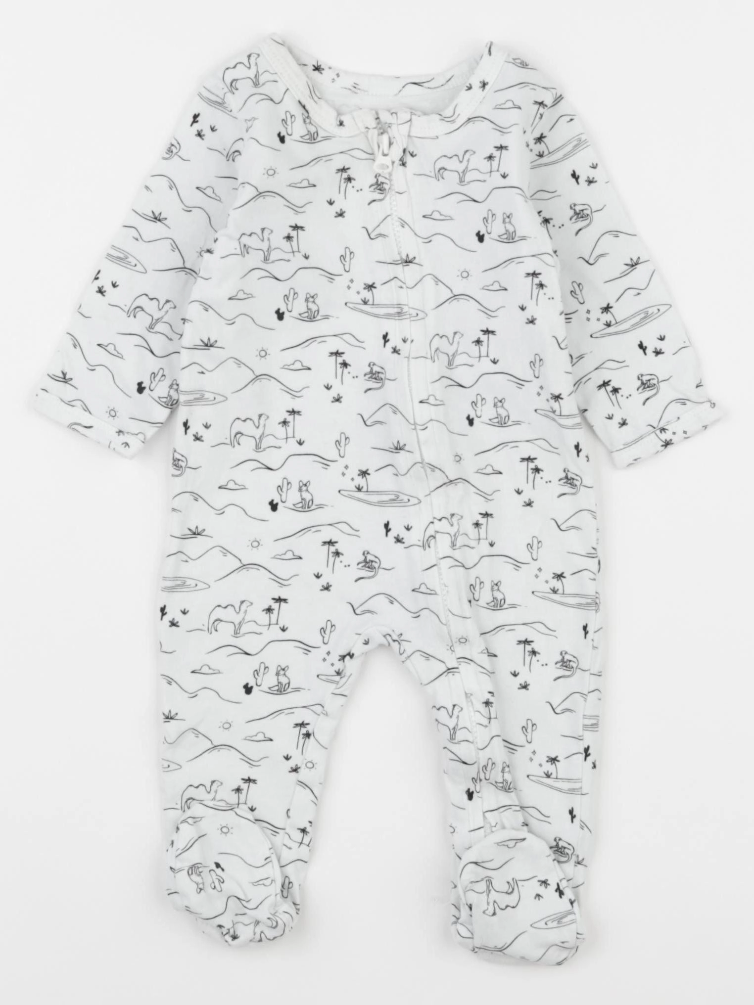 Vertbaudet - pyjama coton blanc, noir - 3 mois