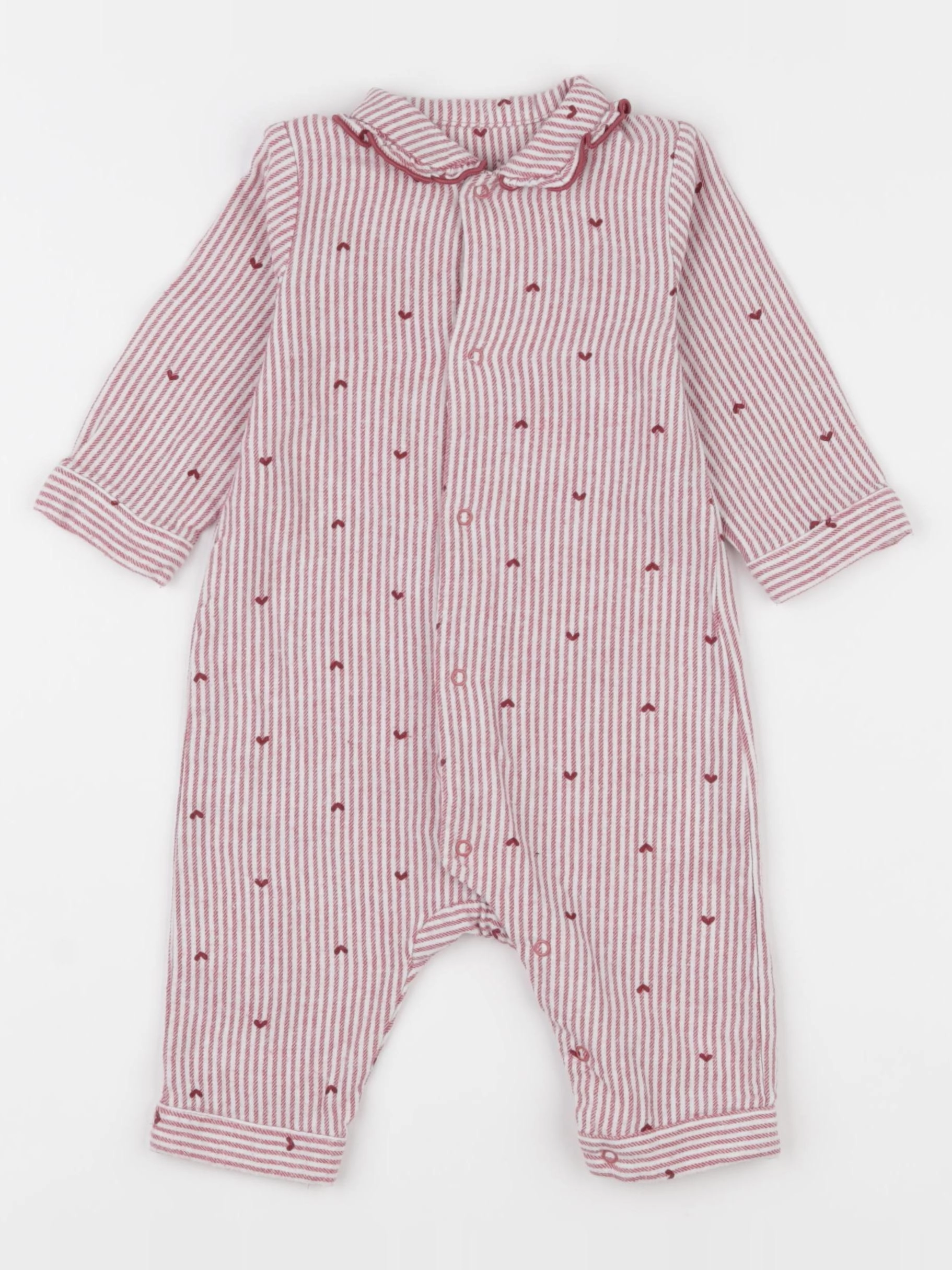 Vertbaudet - pyjama coton blanc, rose - 3/6 mois