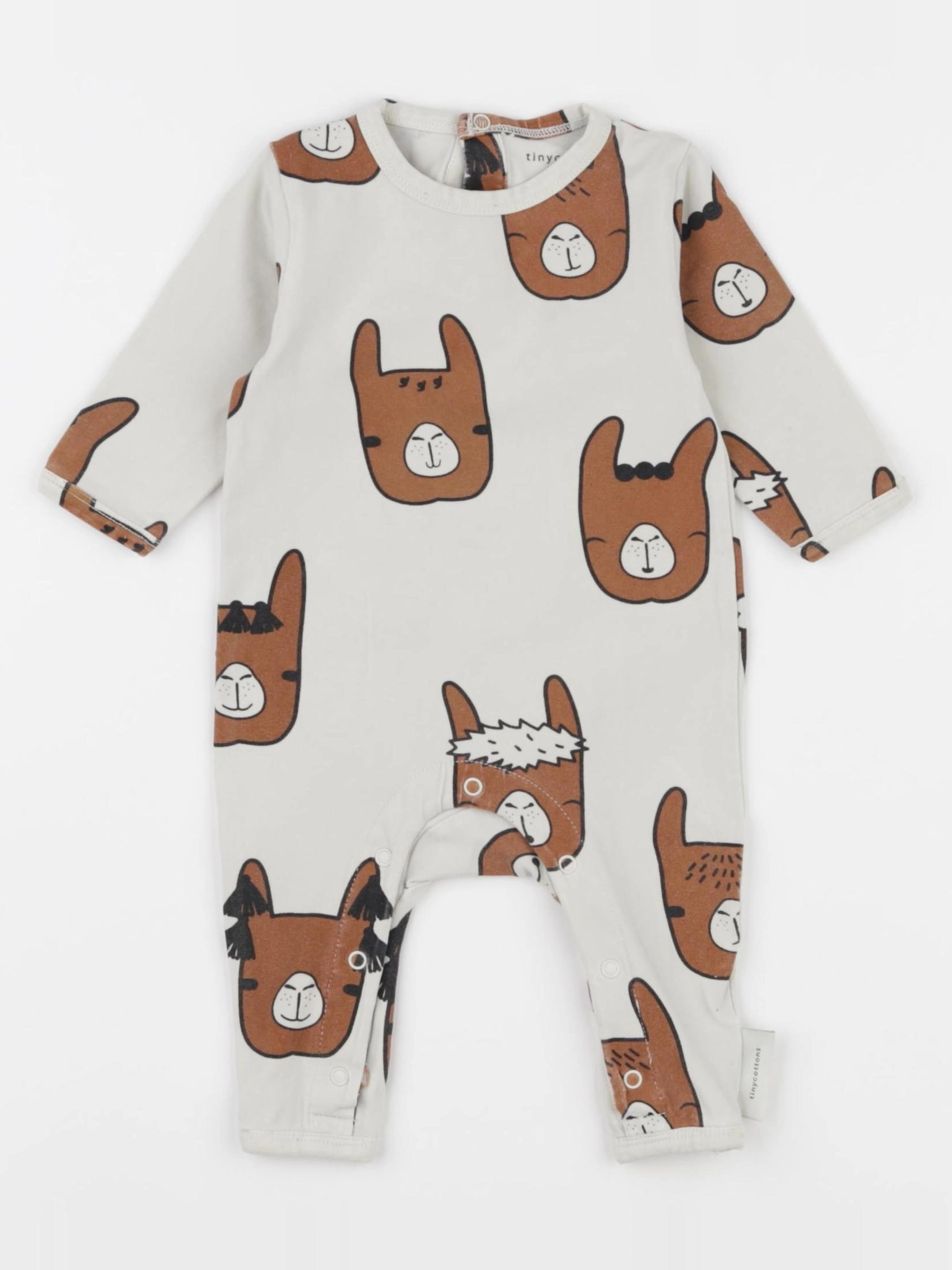 Tiny Cottons - pyjama coton beige, marron - 3/6 mois