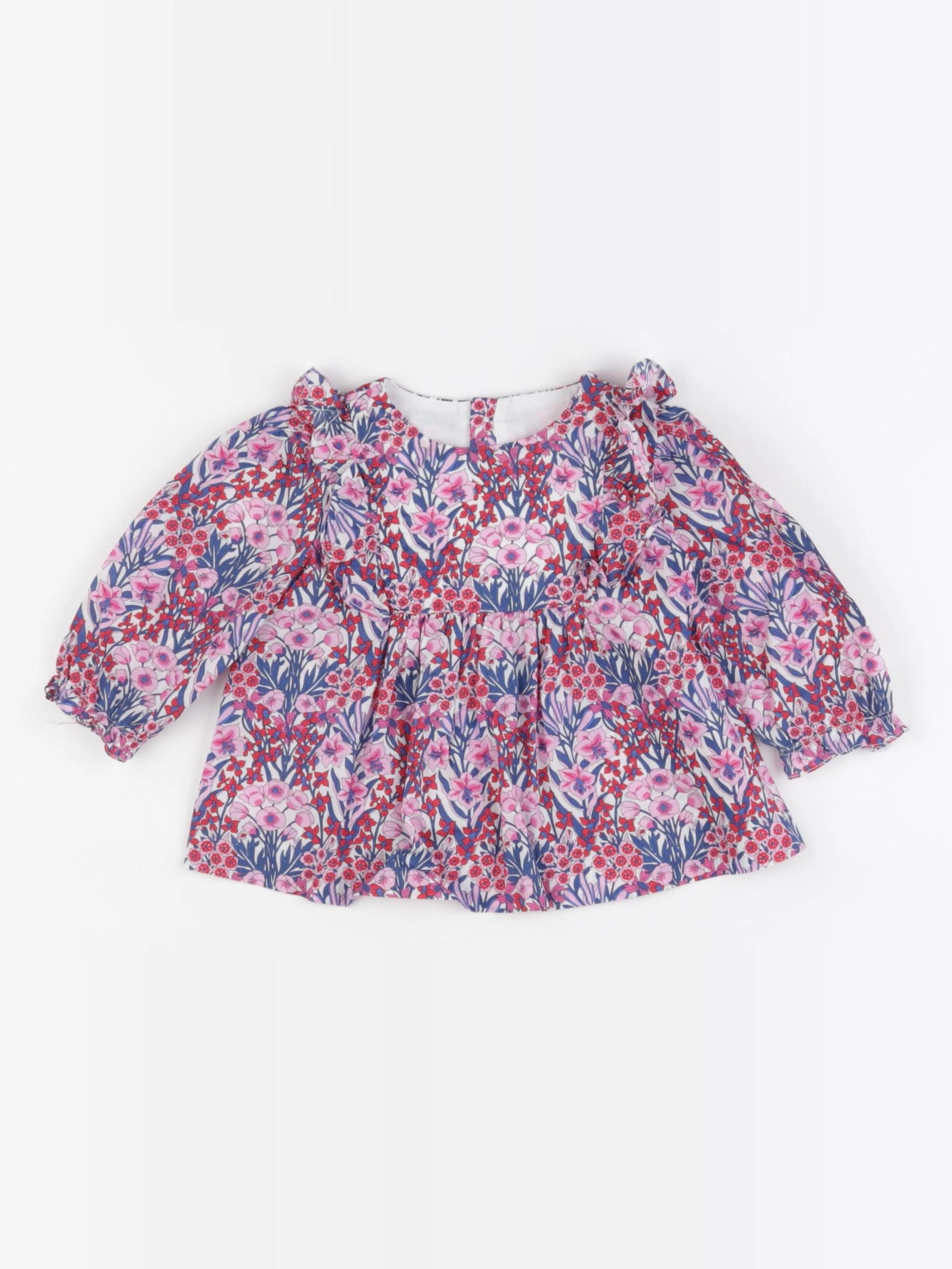 Jacadi - blouse liberty rose, bleu - 6 mois