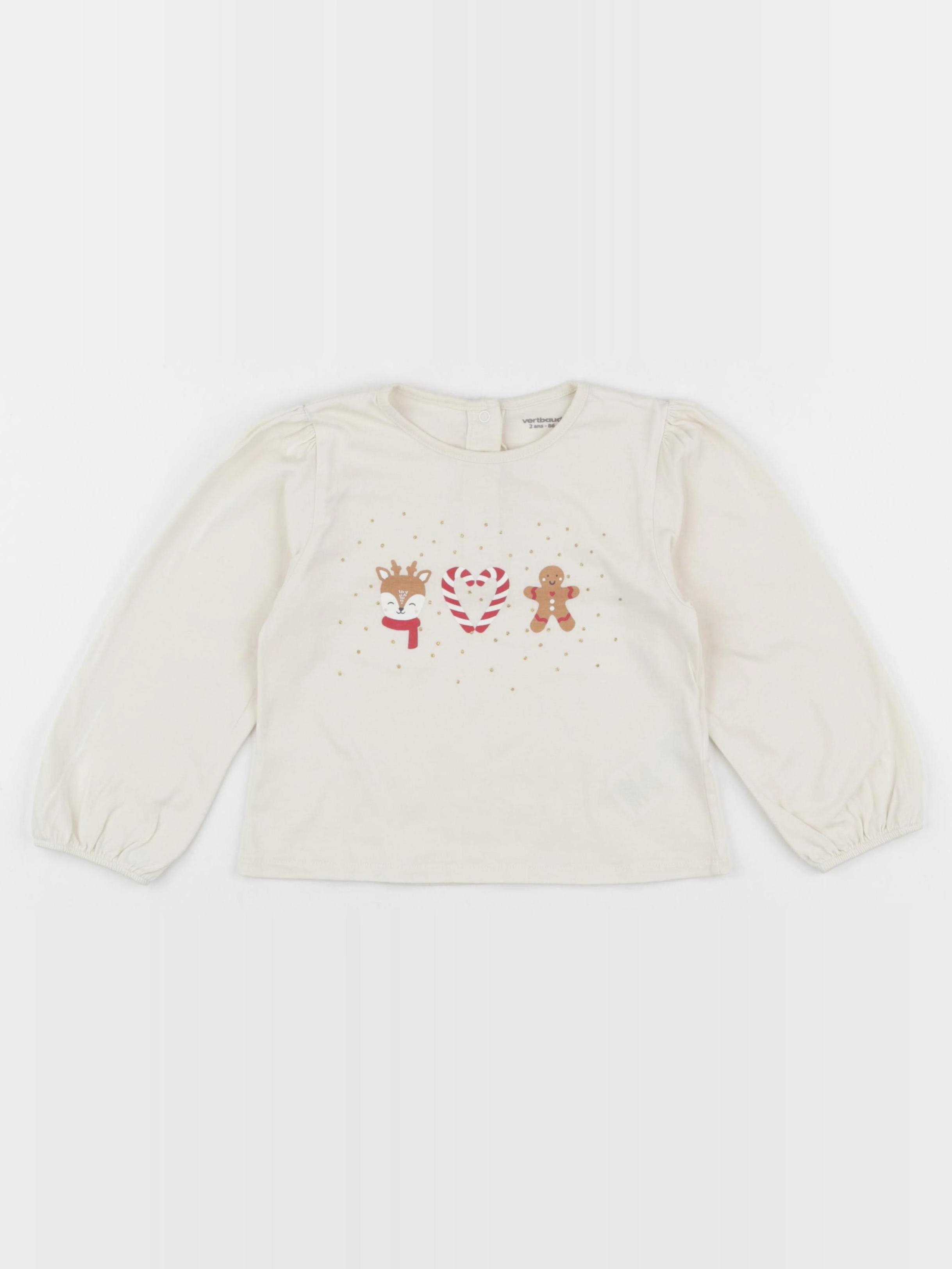 Vertbaudet - tee-shirt beige - 2 ans