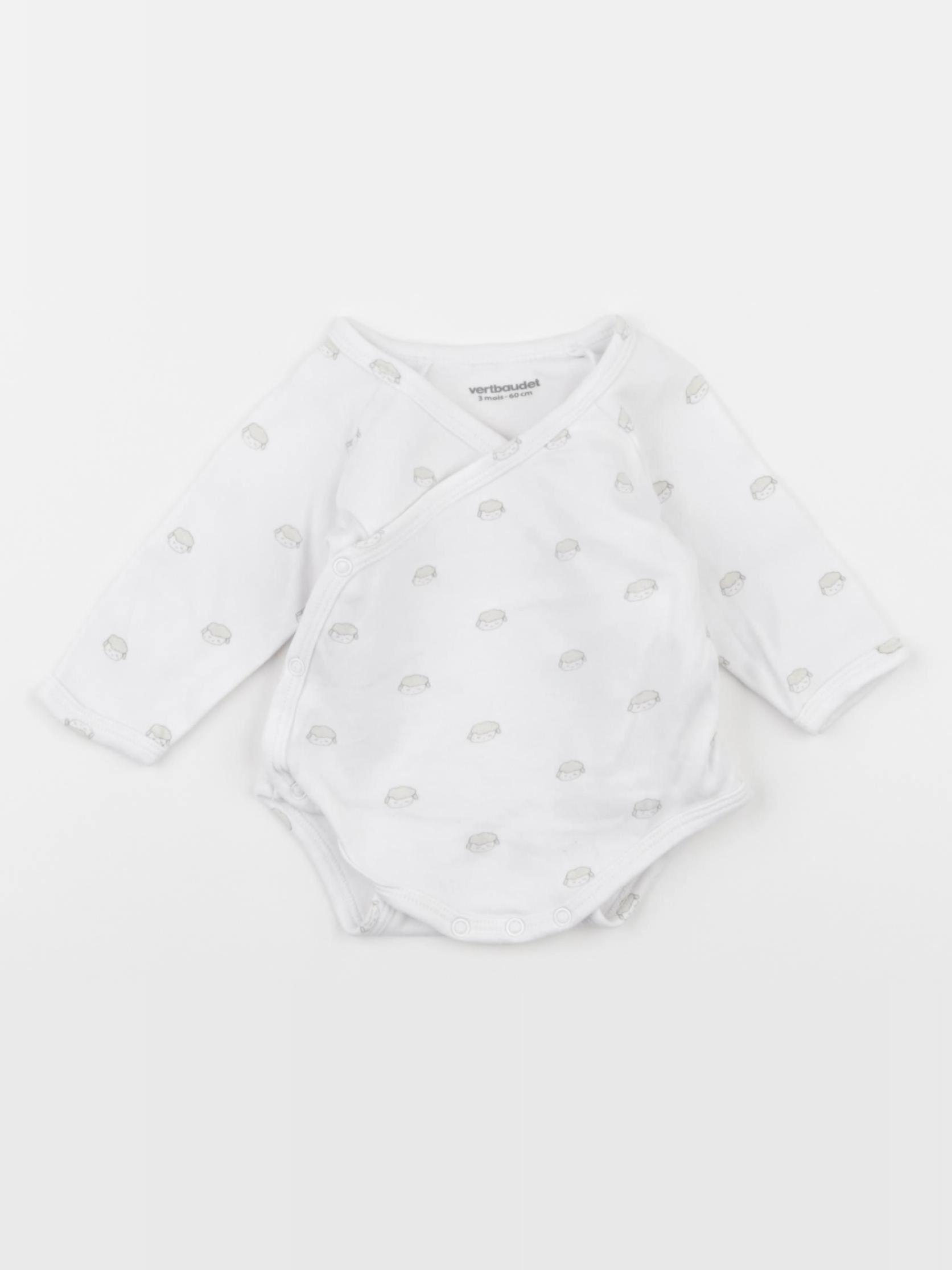 Vertbaudet - body blanc, beige - 3 mois