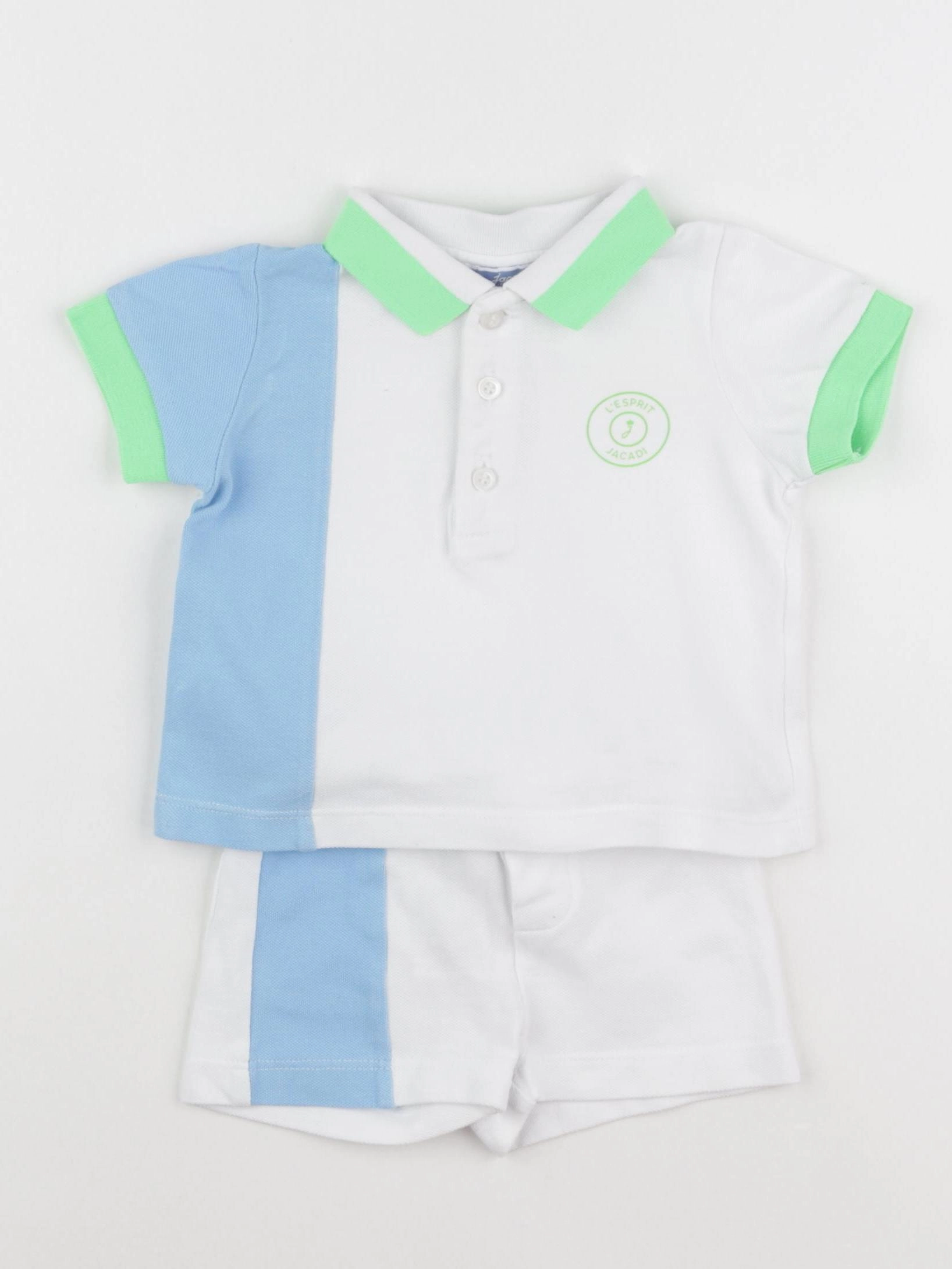 Jacadi - ensemble blanc, bleu - 6 mois