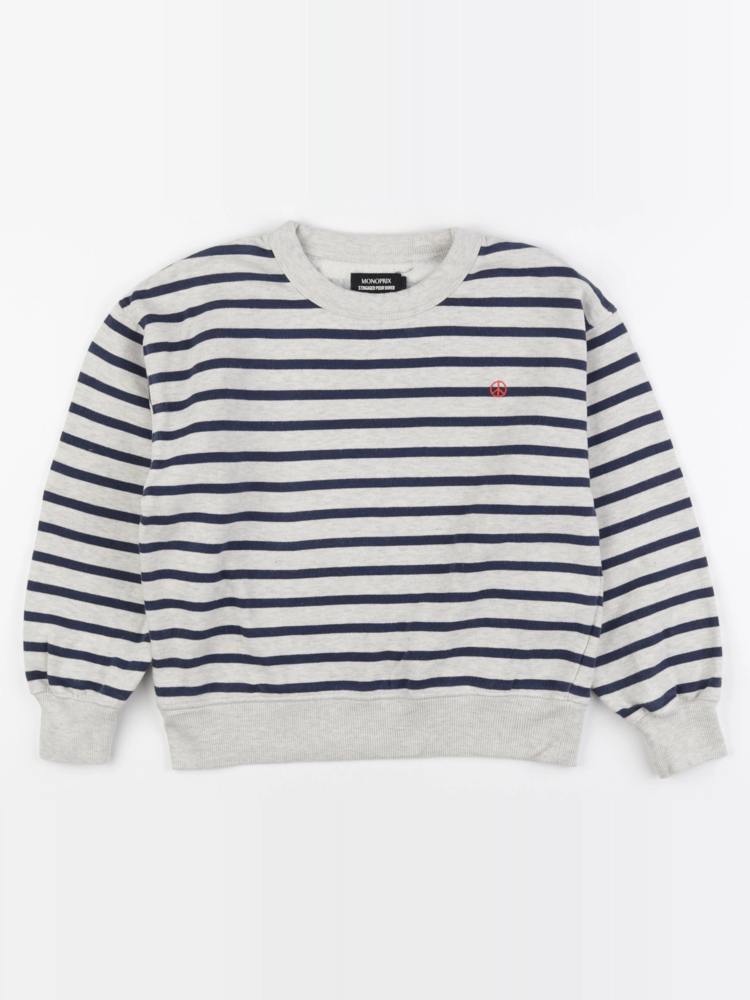 Monoprix - sweat beige, bleu - 10 ans