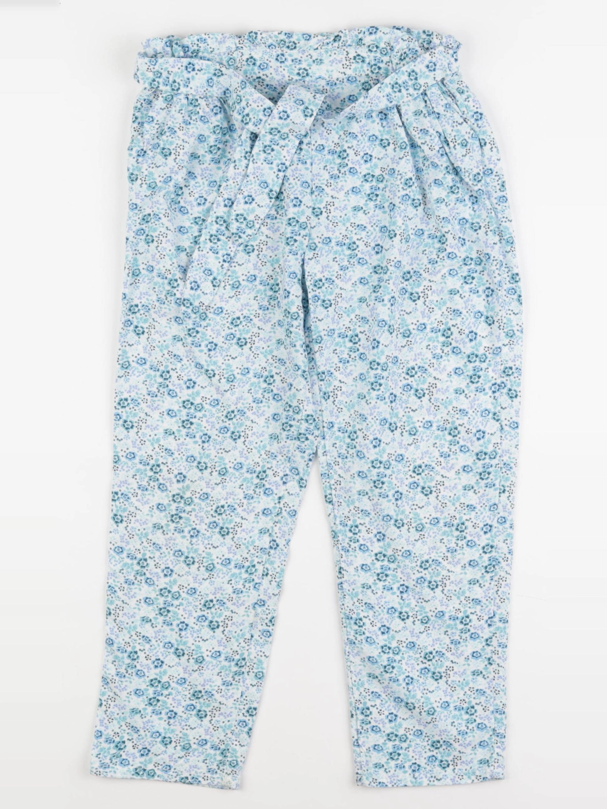 Vertbaudet - pantalon bleu, blanc - 8 ans