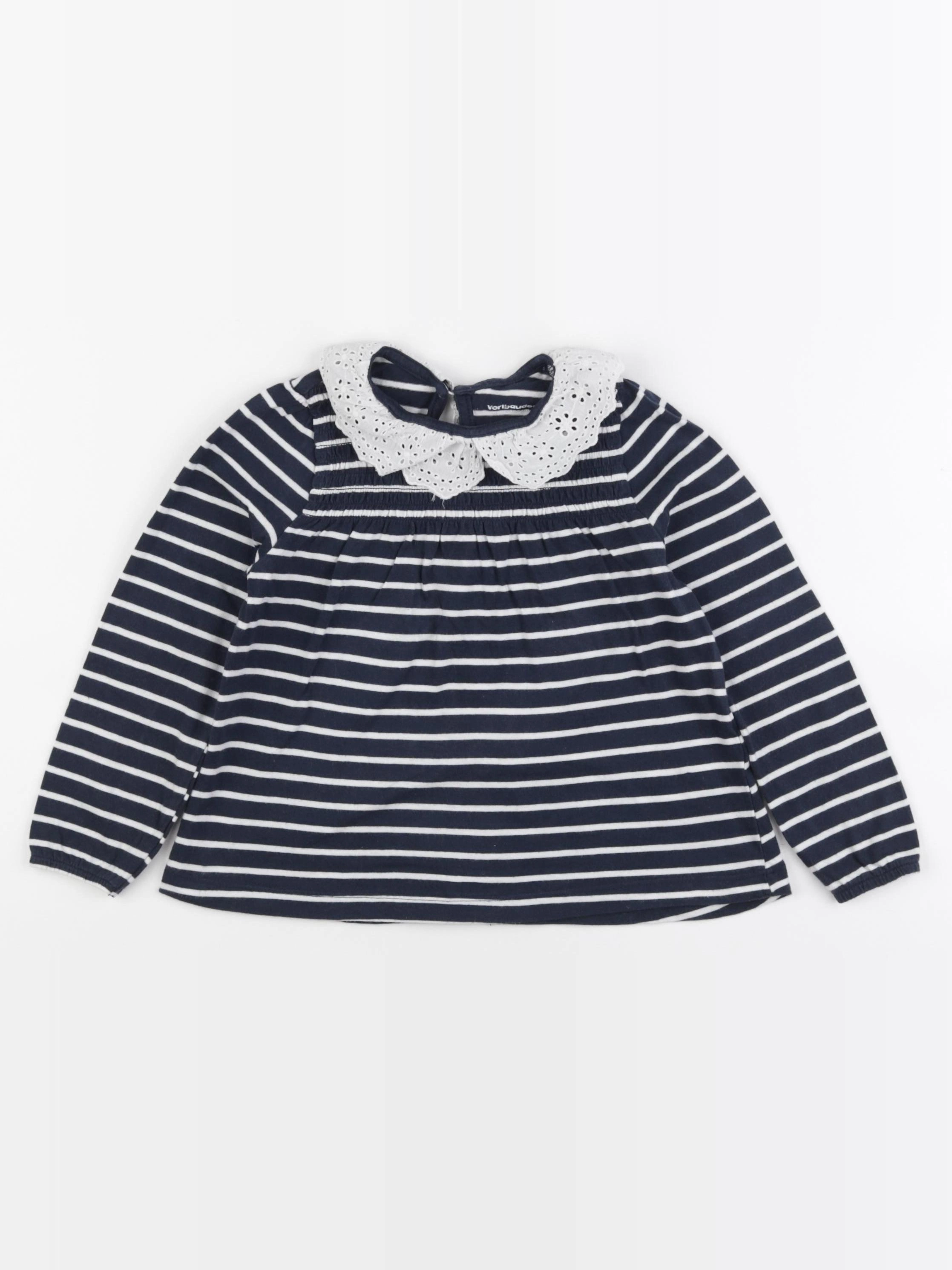 Vertbaudet - tee-shirt blanc, bleu - 4 ans