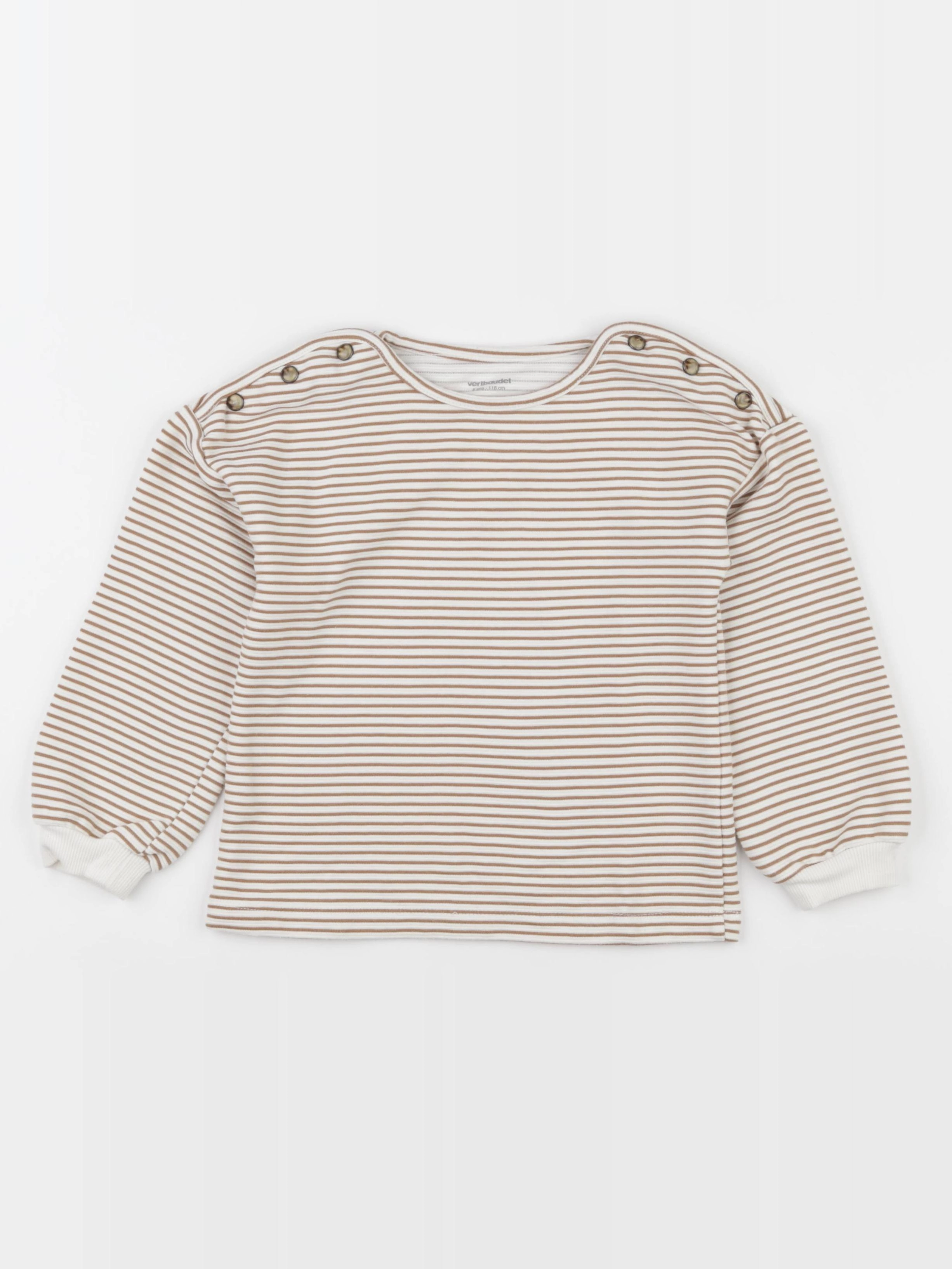 Vertbaudet - sweat marron, blanc - 6 ans