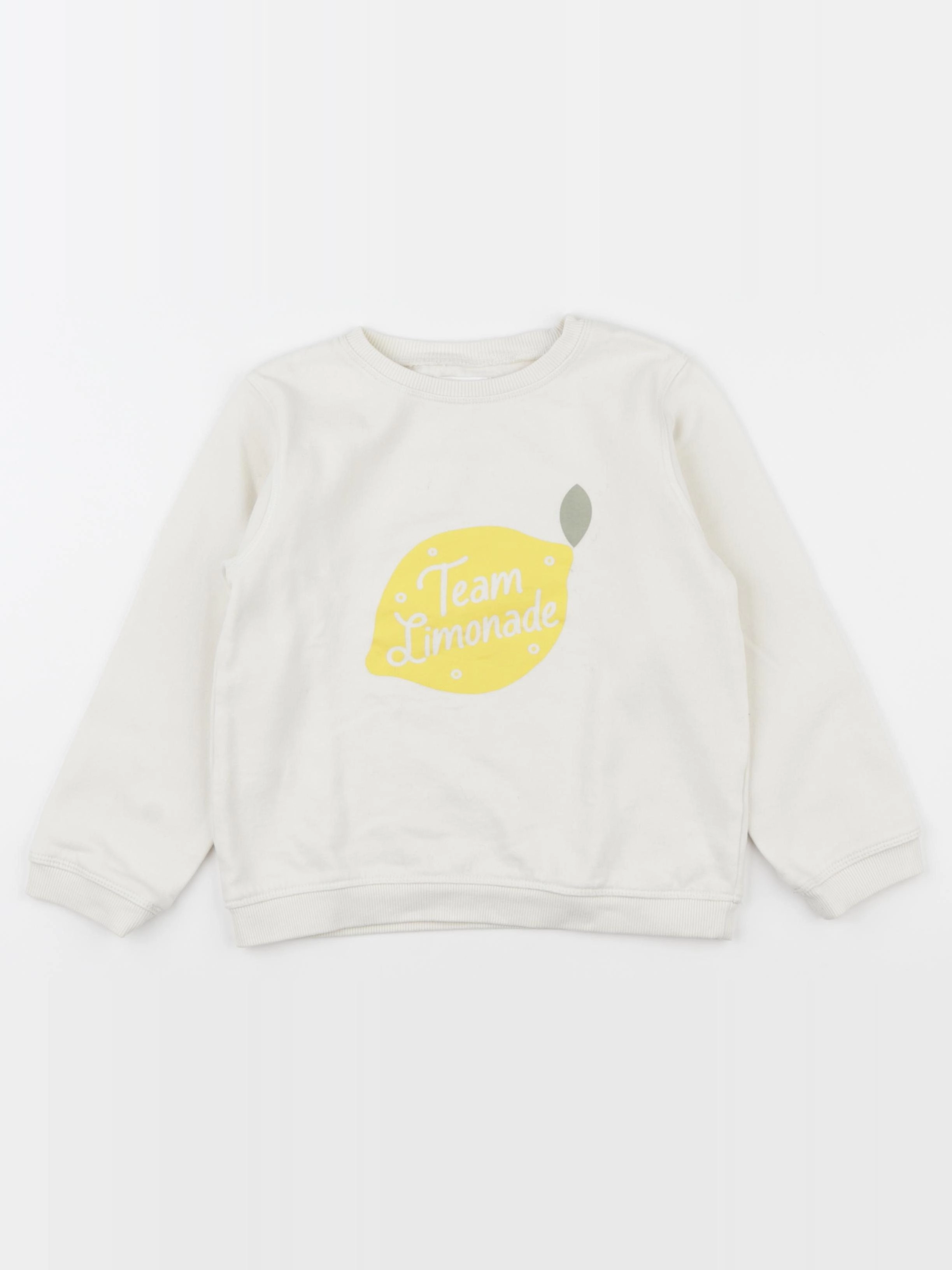 Vertbaudet - sweat beige, jaune - 6 ans