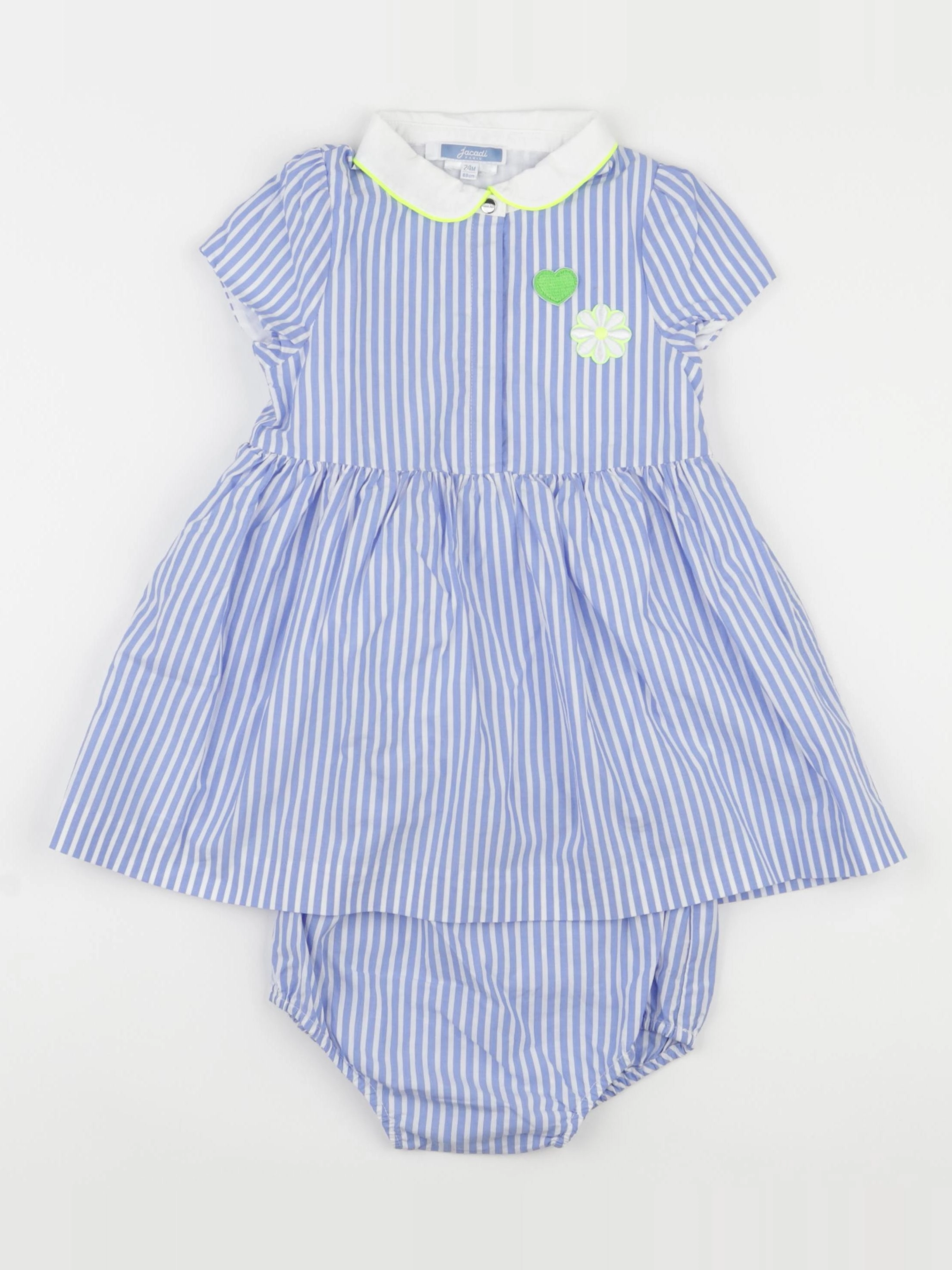 Jacadi - robe blanc, bleu - 24 mois