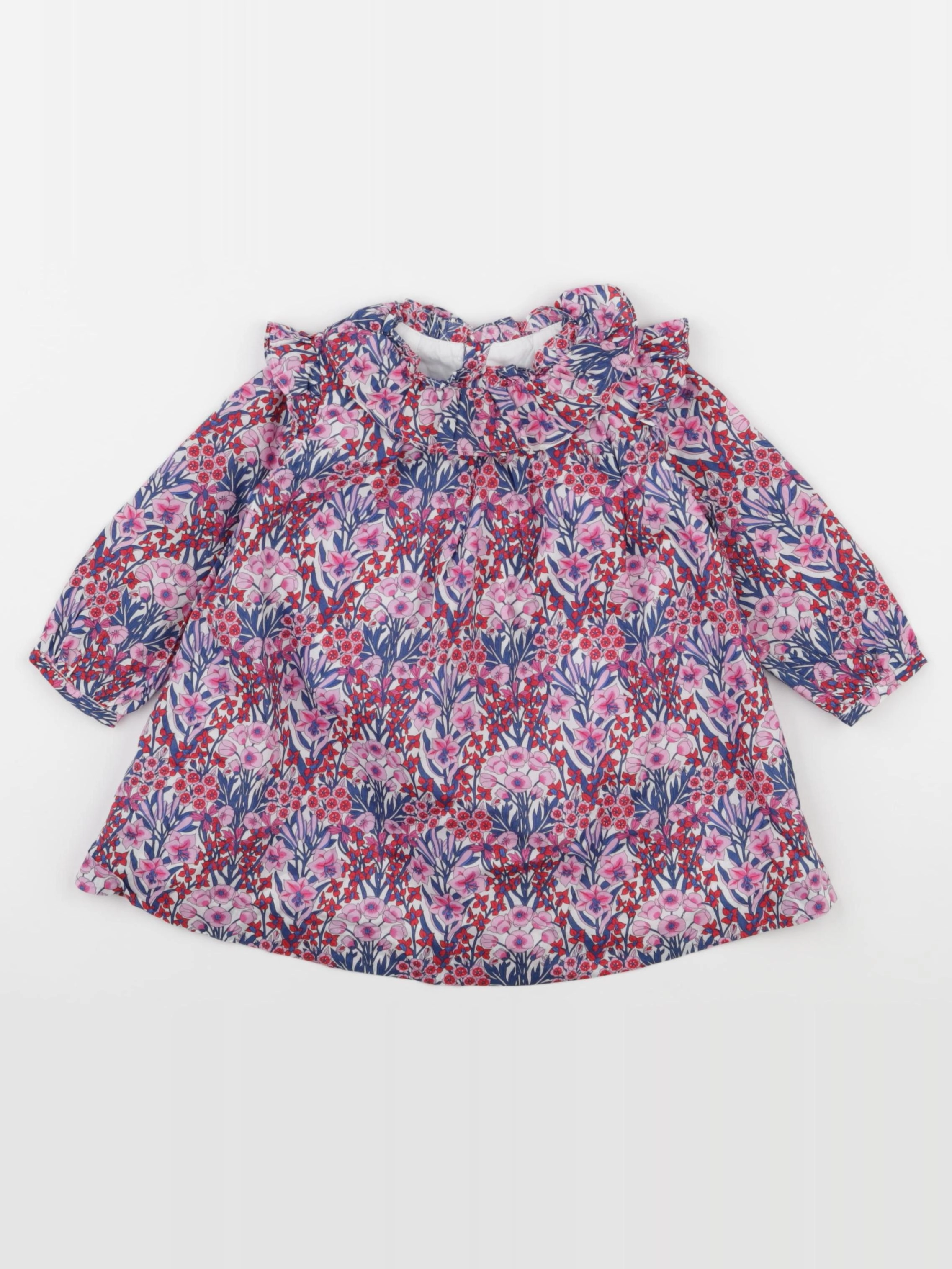 Jacadi - robe liberty bleu, rose - 12 mois