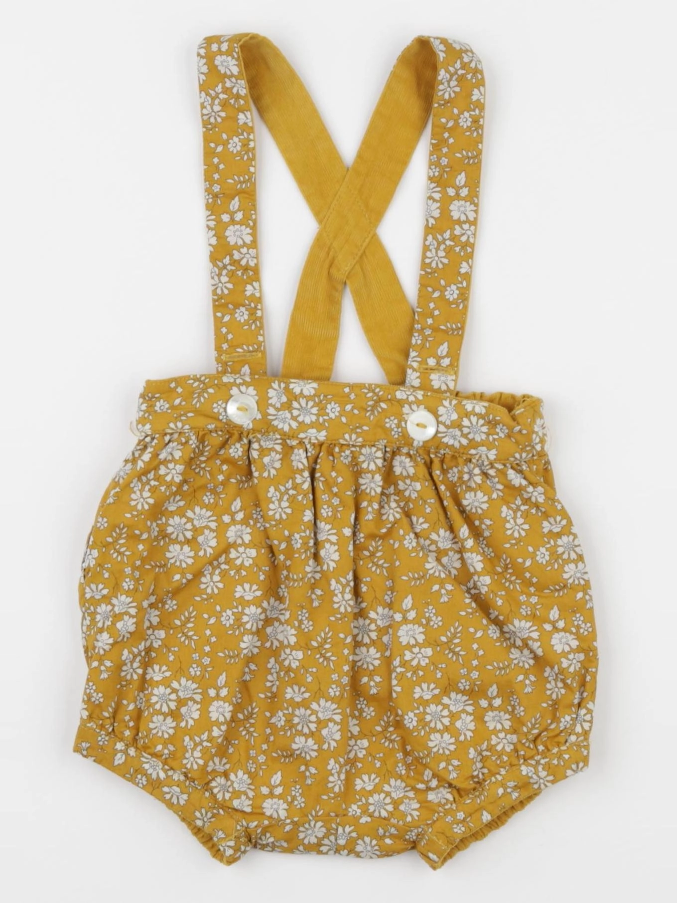 Jacadi - bloomer réversible, liberty jaune - 6 mois