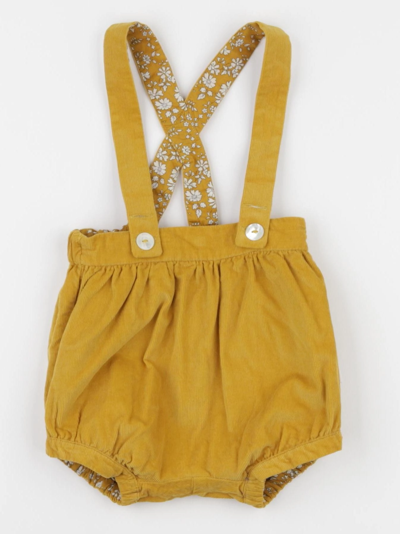 Jacadi - bloomer réversible, liberty jaune - 6 mois