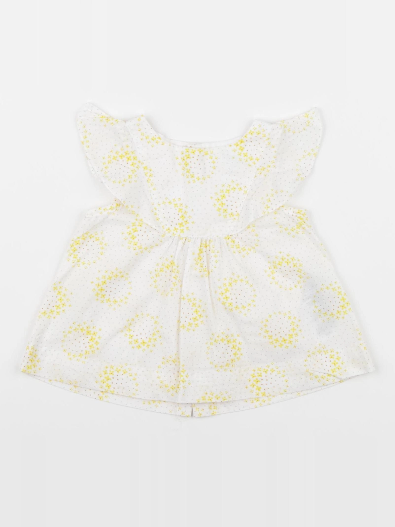 Jacadi - blouse jaune, blanc - 6 mois