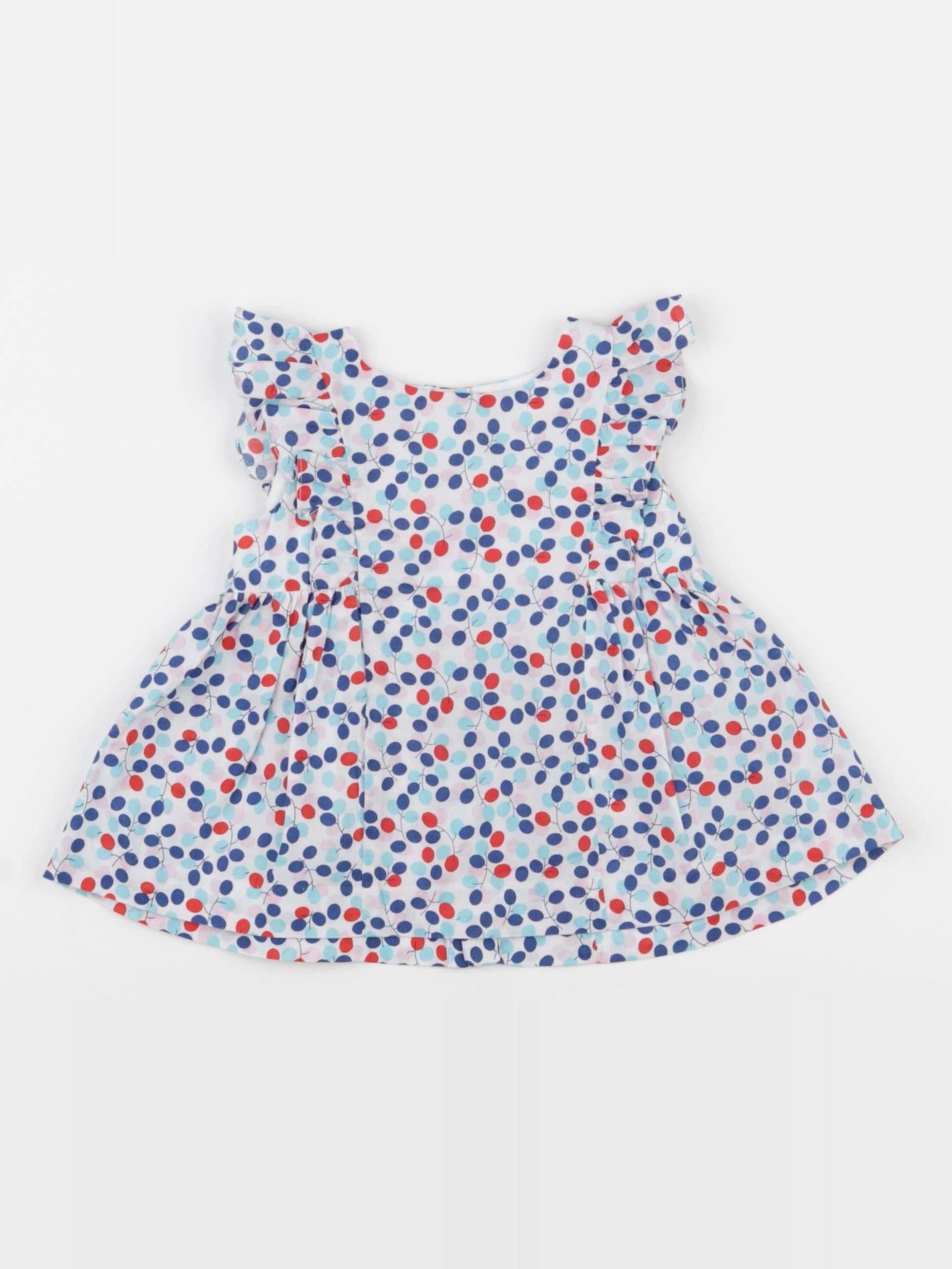 Jacadi - blouse liberty bleu, rouge - 12 mois