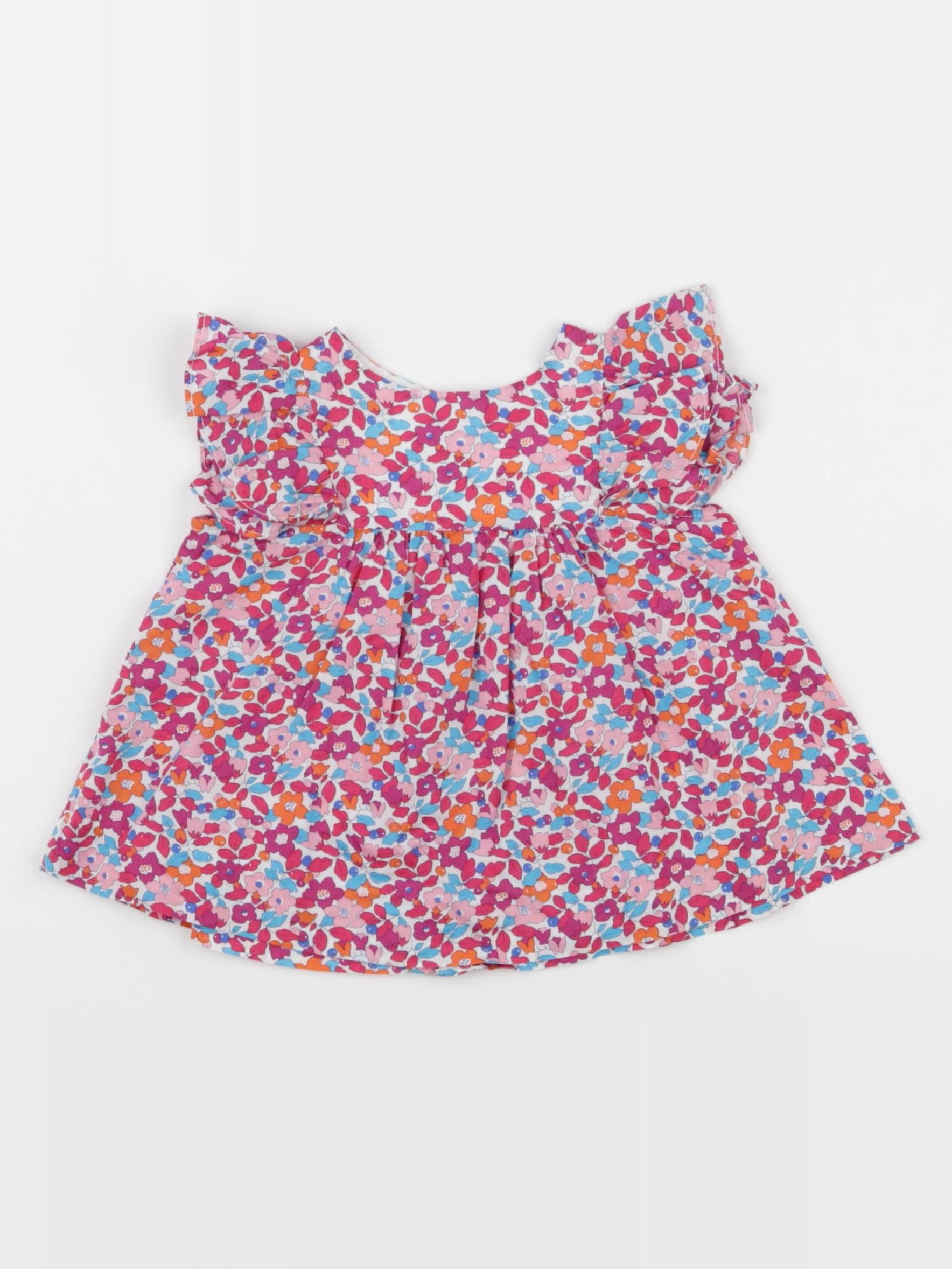 Jacadi - blouse liberty bleu, rouge, rose - 12 mois