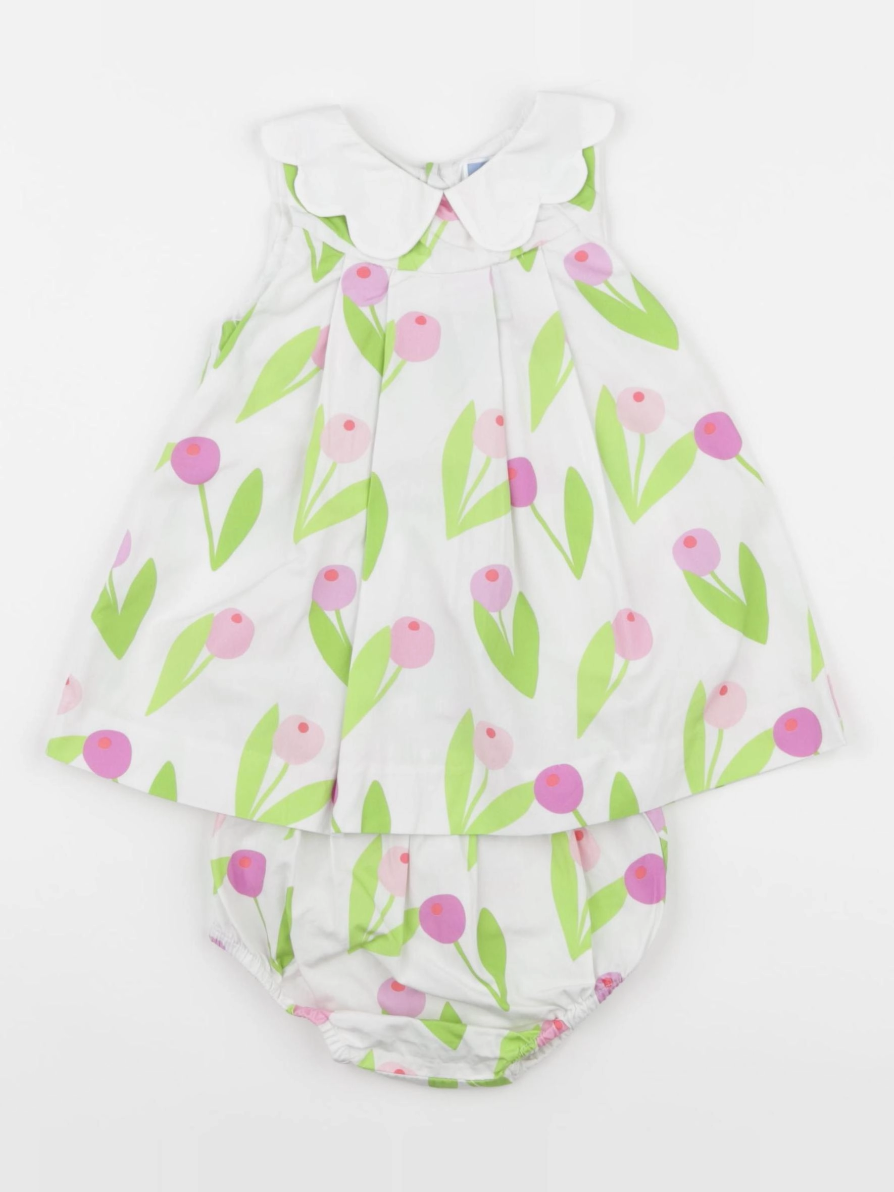 Jacadi - robe blanc, vert, rose - 6 mois