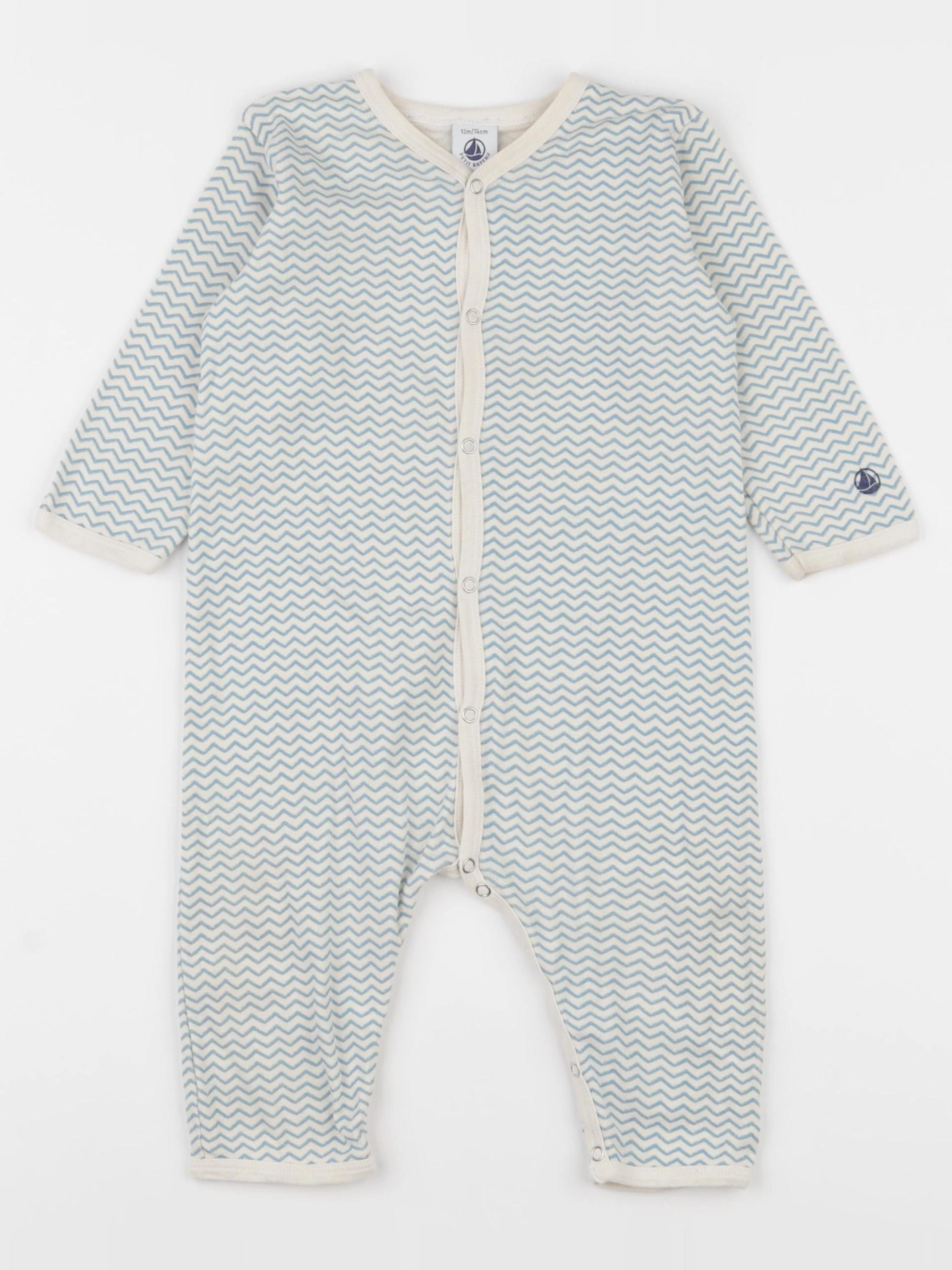 Petit Bateau - pyjama coton beige, bleu - 12 mois
