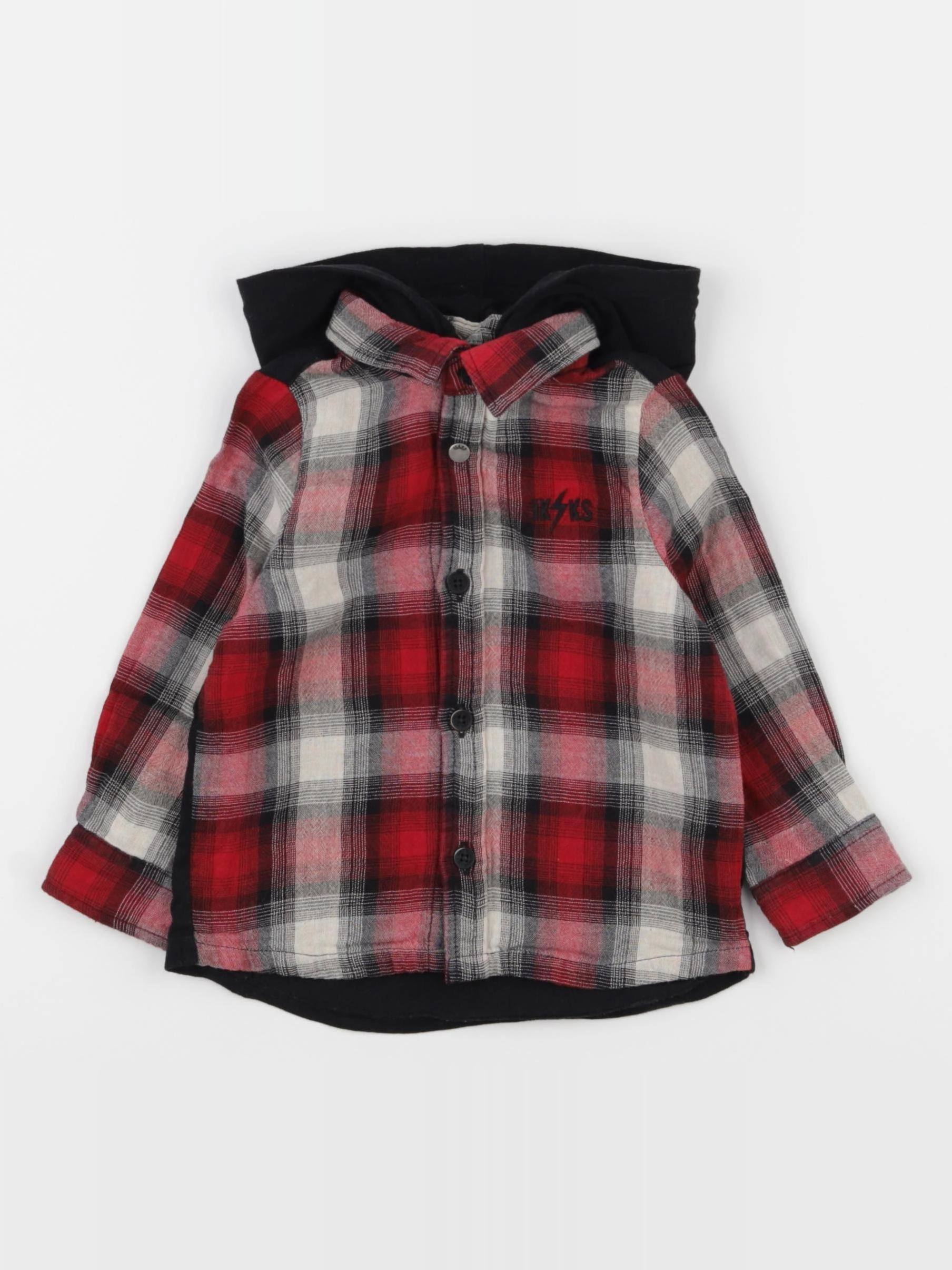IKKS - chemise noir, rouge - 12 mois