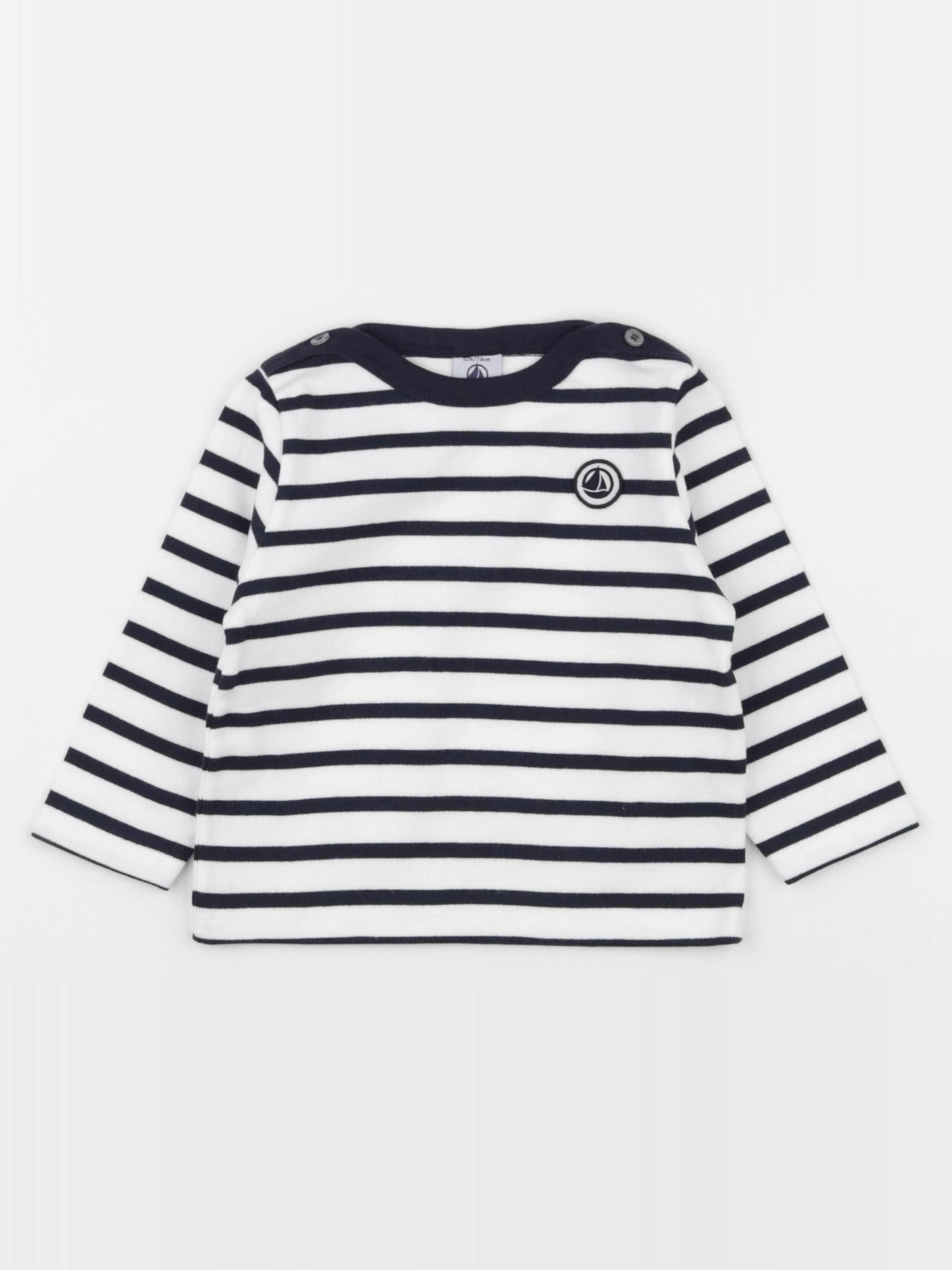 Petit Bateau - tee-shirt blanc, bleu - 12 mois