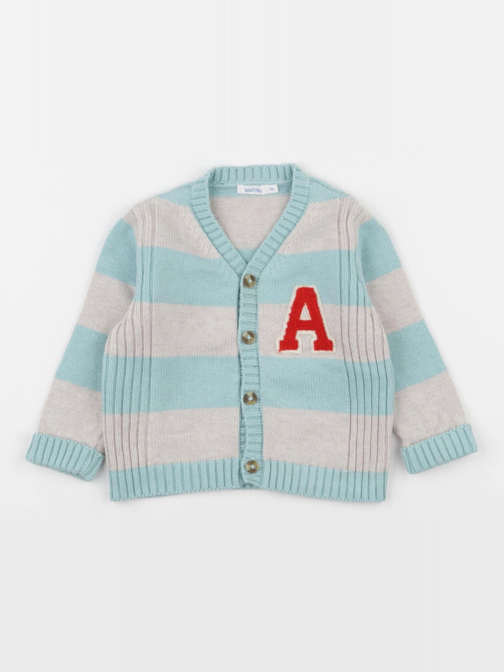 Boutchou - gilet bleu, gris - 9 mois