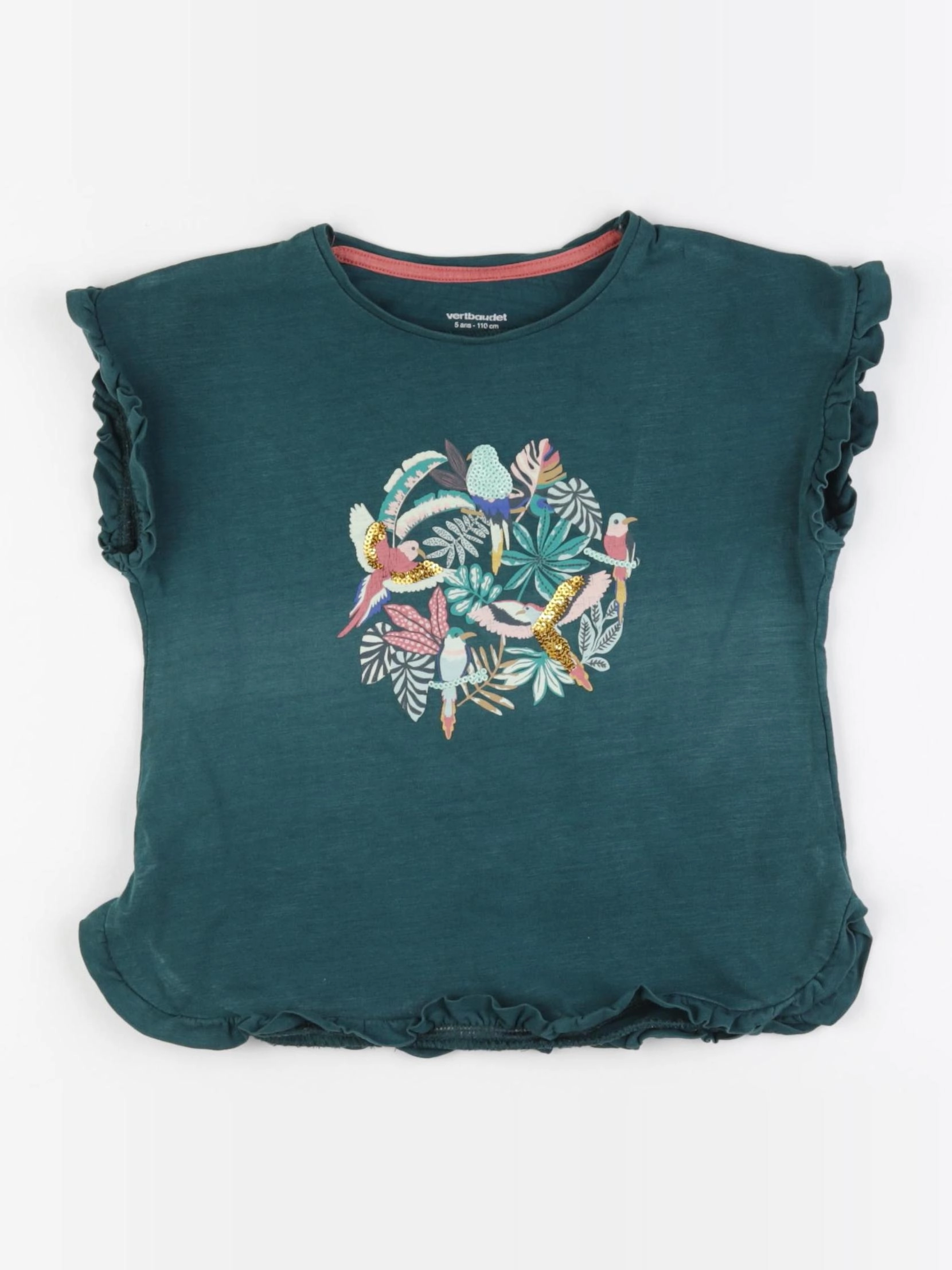 Vertbaudet - tee-shirt or, vert - 5 ans