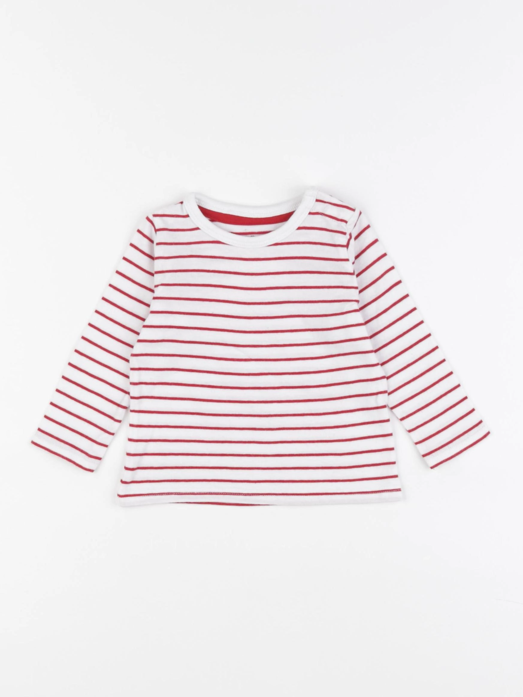 Vertbaudet - tee-shirt blanc, rouge - 6 mois