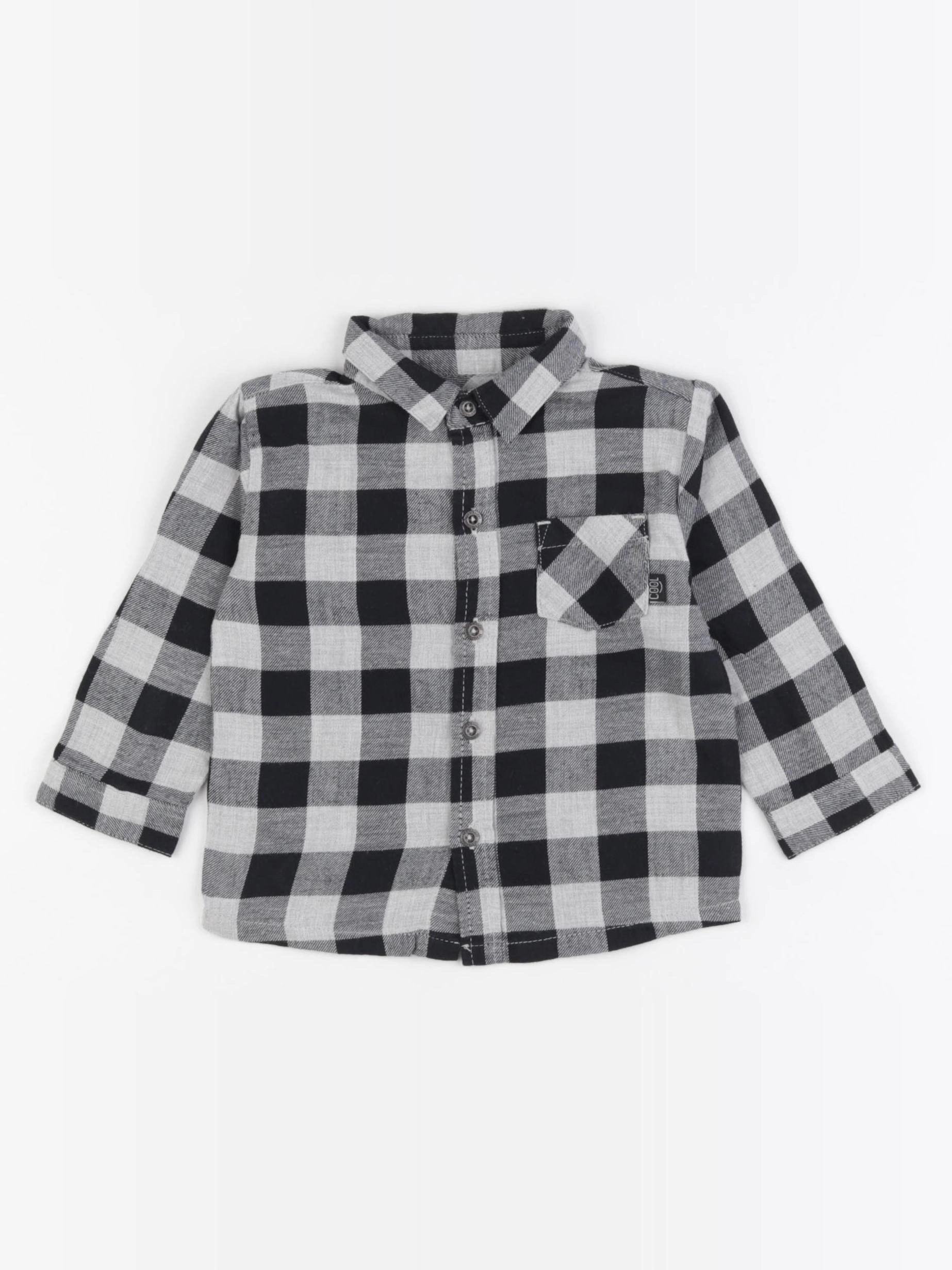 Vertbaudet - chemise noir, gris - 9 mois