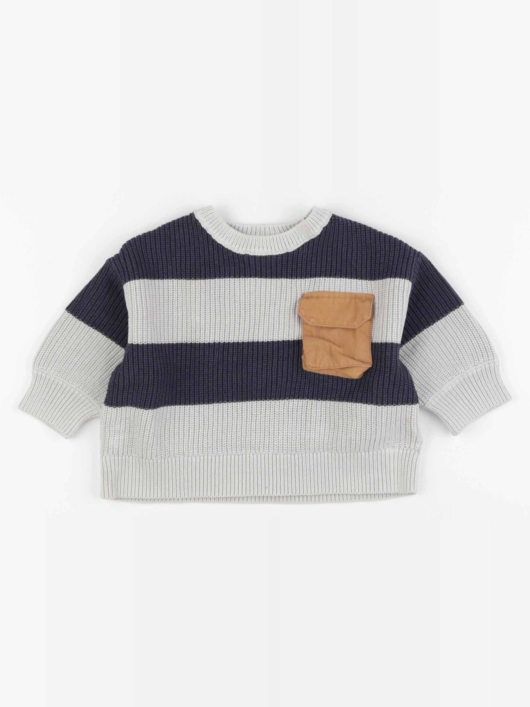 Vertbaudet - pull bleu, gris - 2 ans