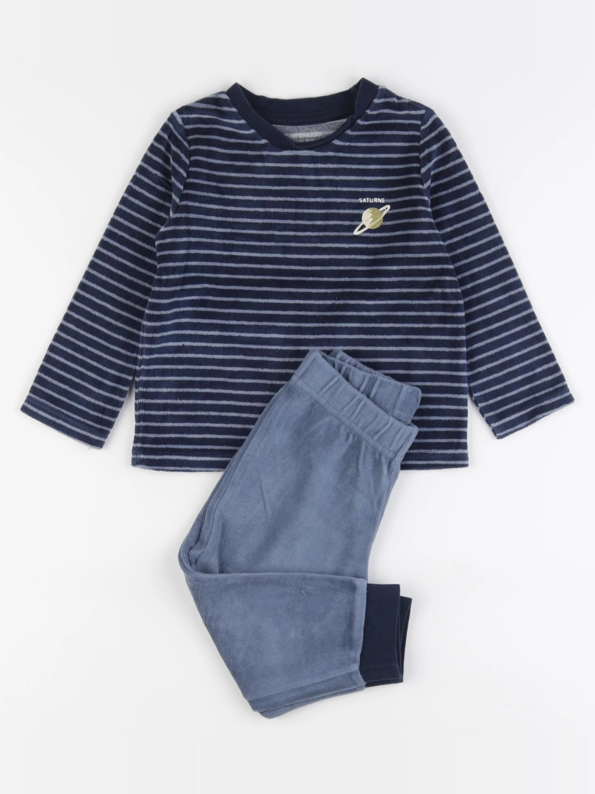 Vertbaudet - pyjama velours bleu - 2 ans