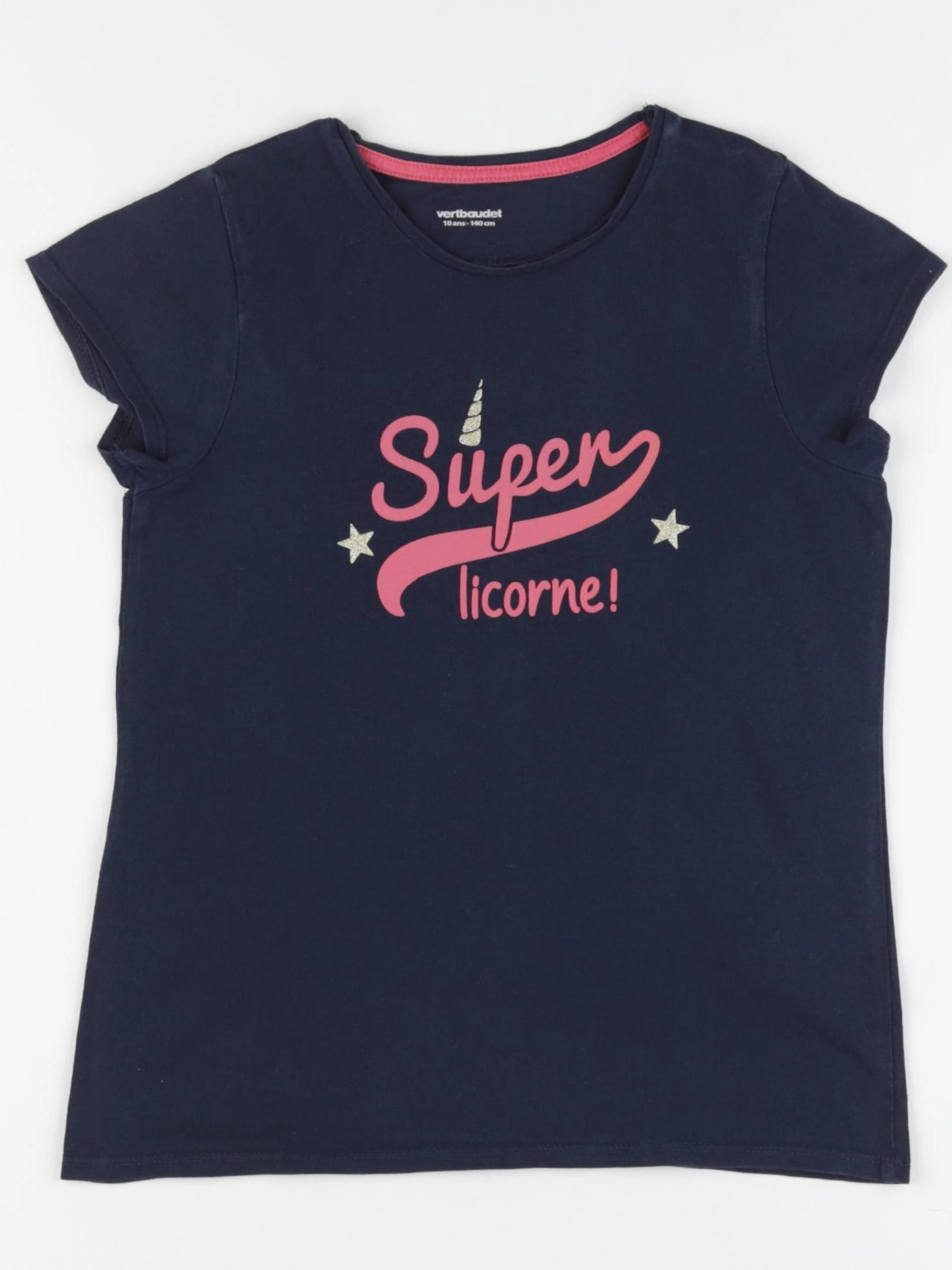 Vertbaudet - tee-shirt bleu, or - 10 ans