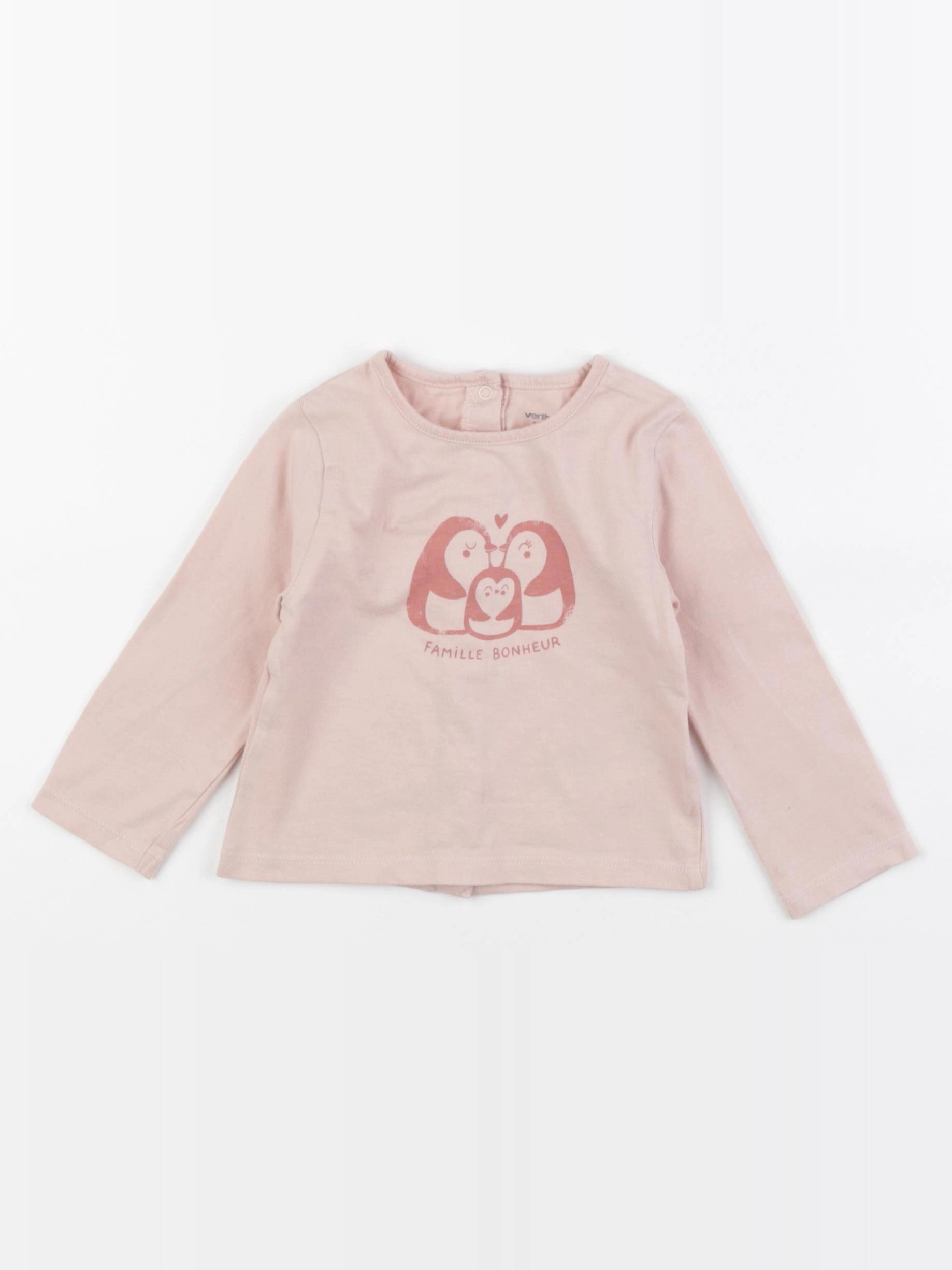 Vertbaudet - tee-shirt rose - 9 mois