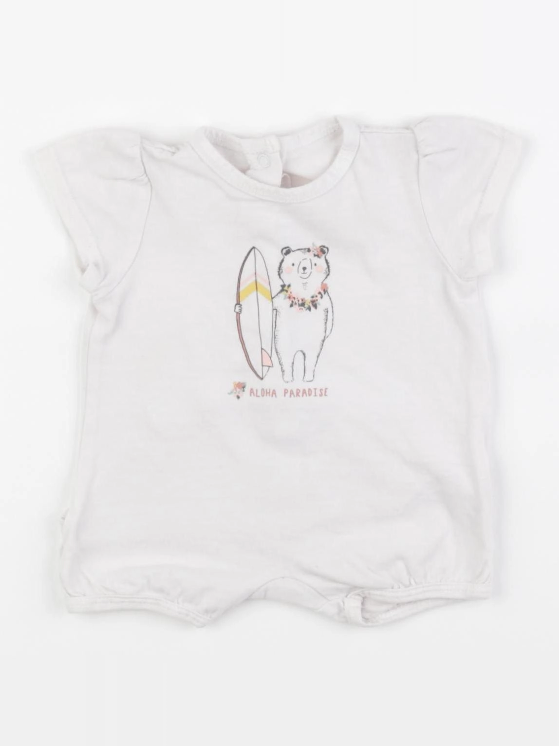 Vertbaudet - pyjama coton blanc - 1 mois