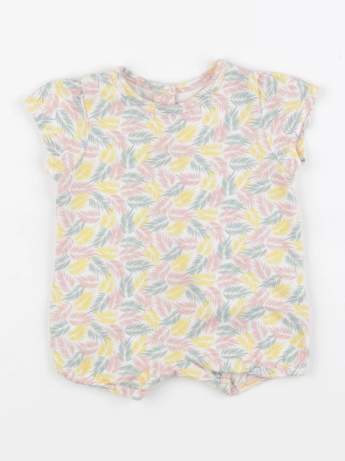 Vertbaudet - pyjama coton jaune, rose - 1 mois