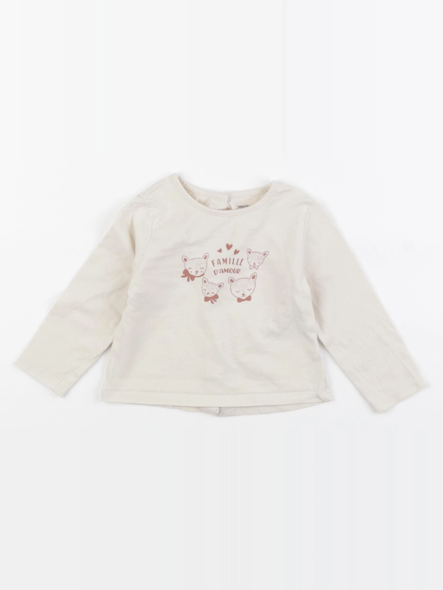 Vertbaudet - tee-shirt beige - 6 mois