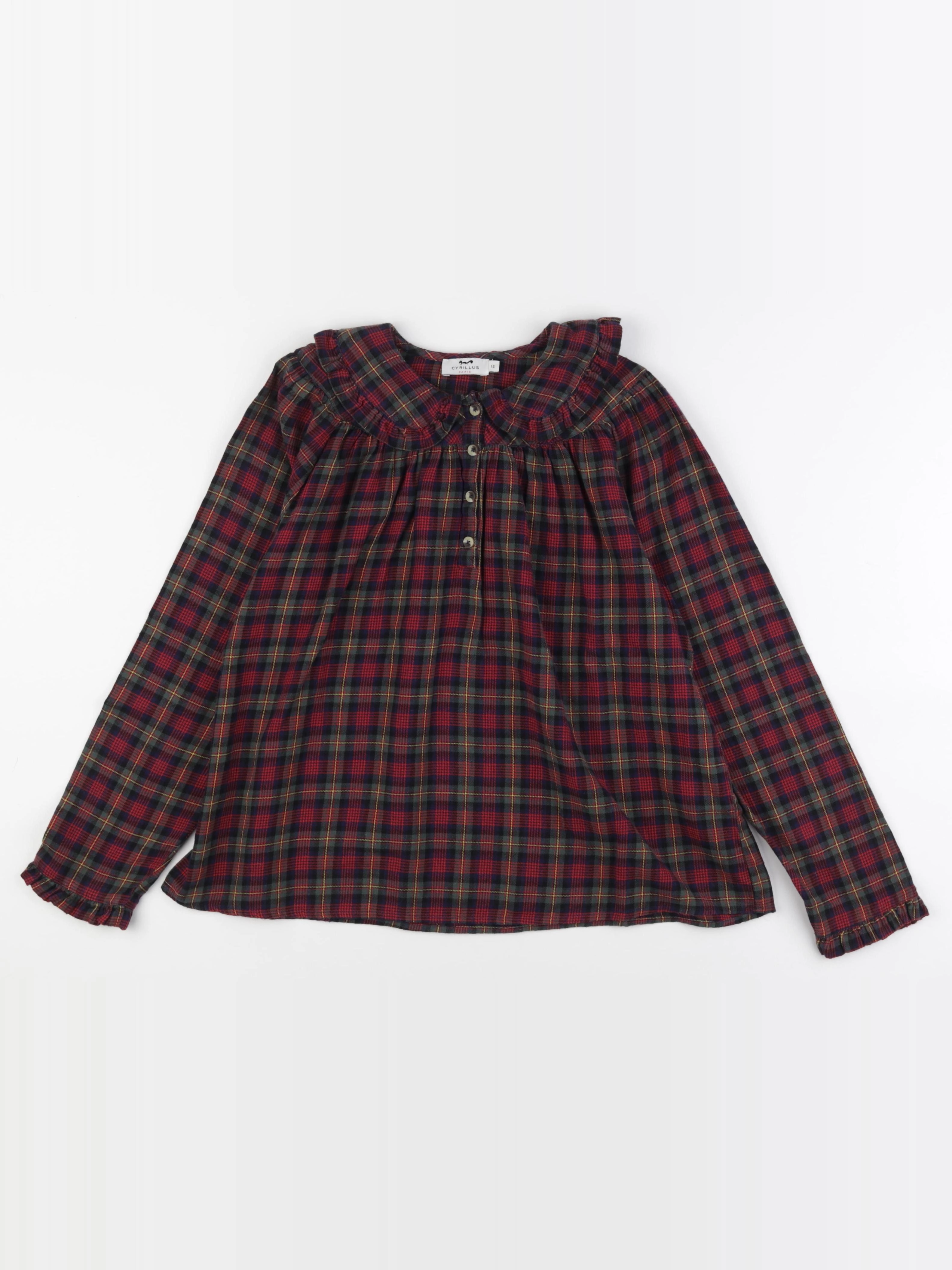 Cyrillus - blouse bleu, rouge, vert - 12 ans