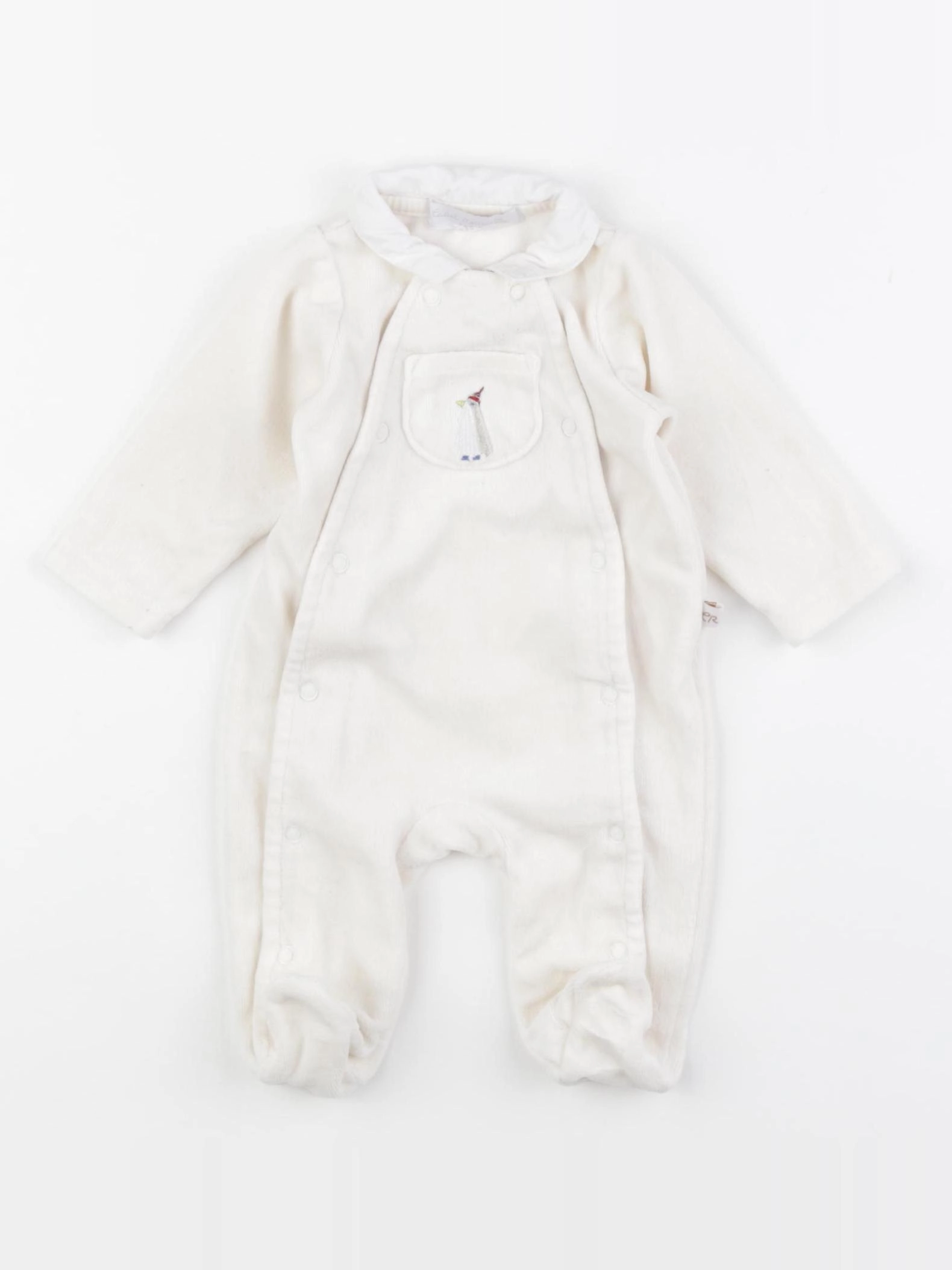 Cadet Rousselle - pyjama velours blanc - 1 mois