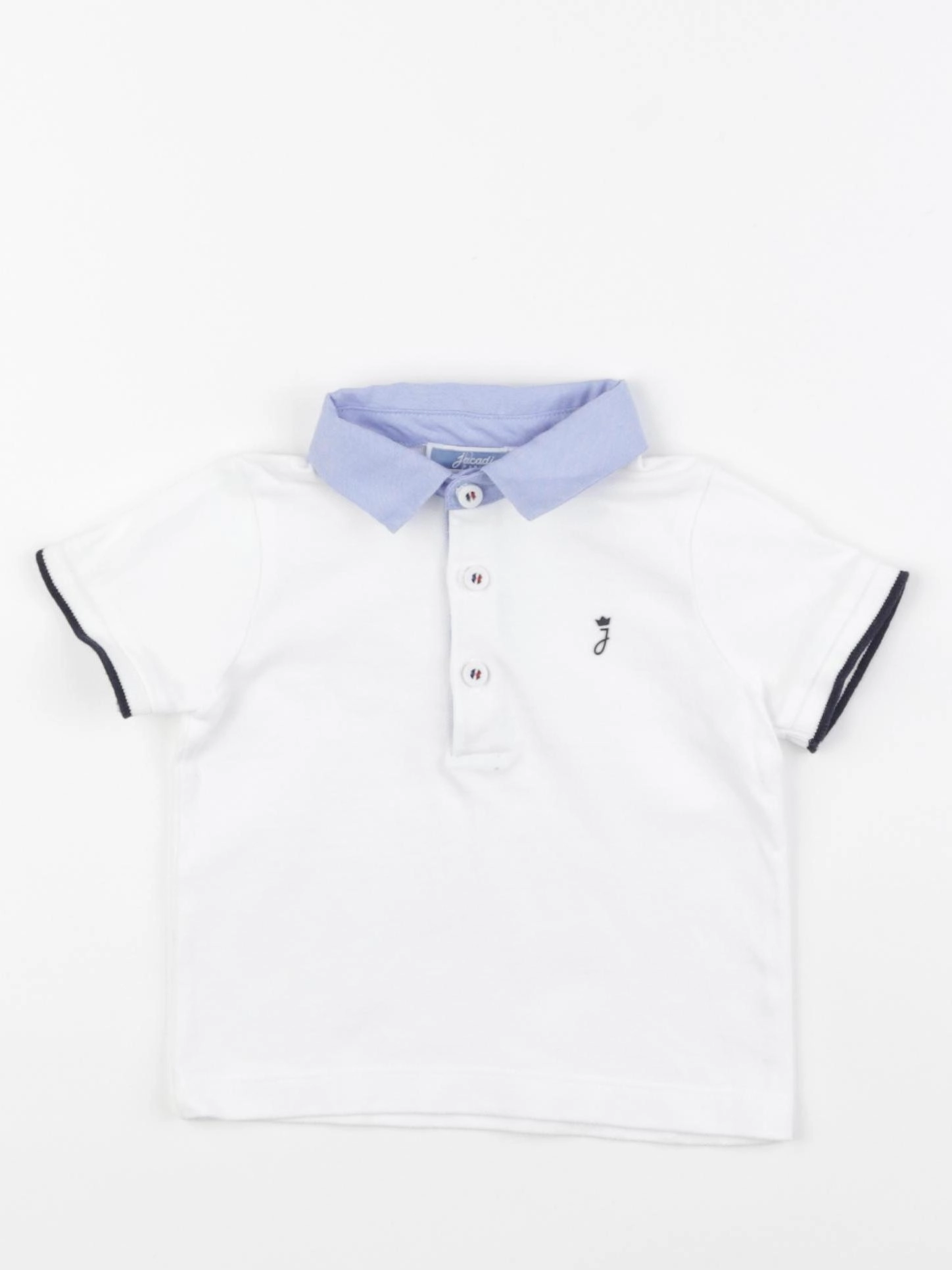 Jacadi - polo blanc, bleu - 6 mois