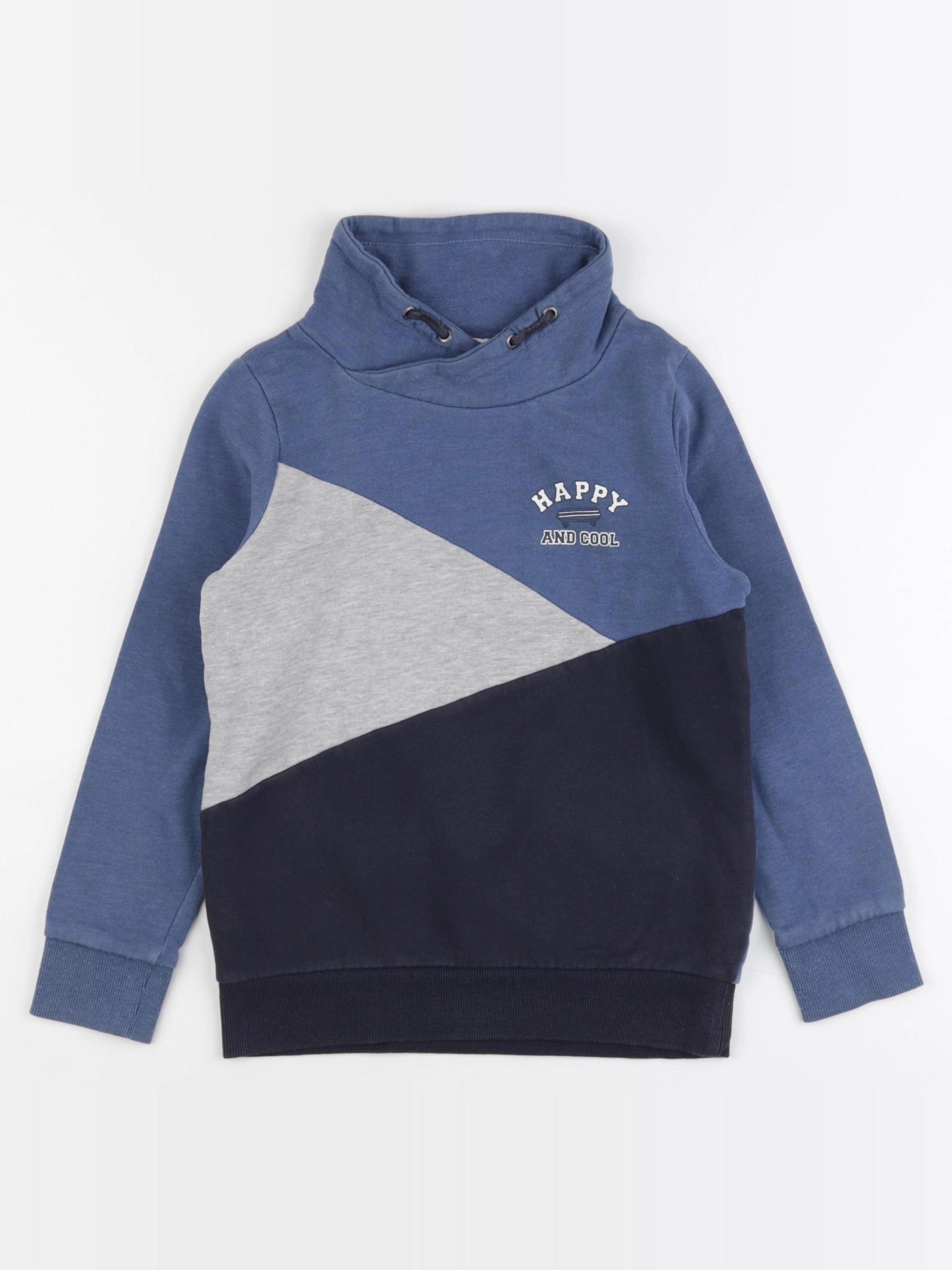 Vertbaudet - sweat bleu, gris - 8 ans
