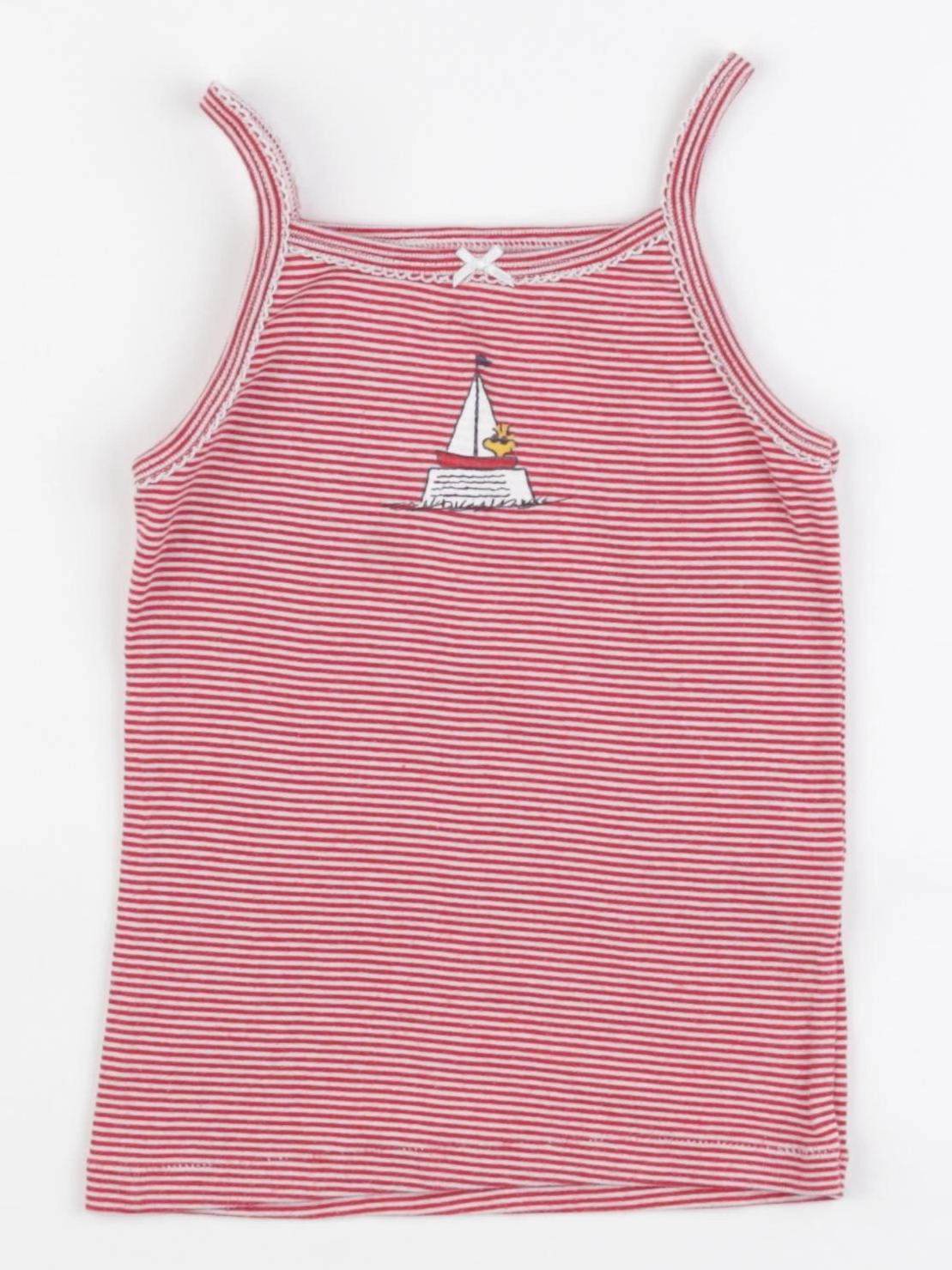 Petit Bateau - maillot de corps rouge, blanc - 4 ans