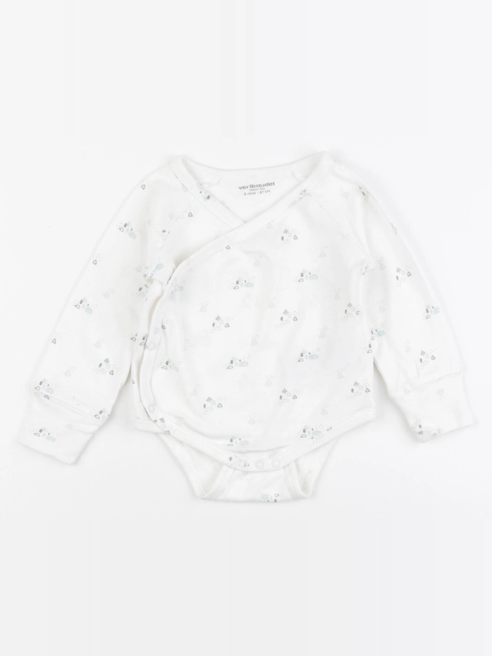 Vertbaudet - body blanc, vert - 6 mois