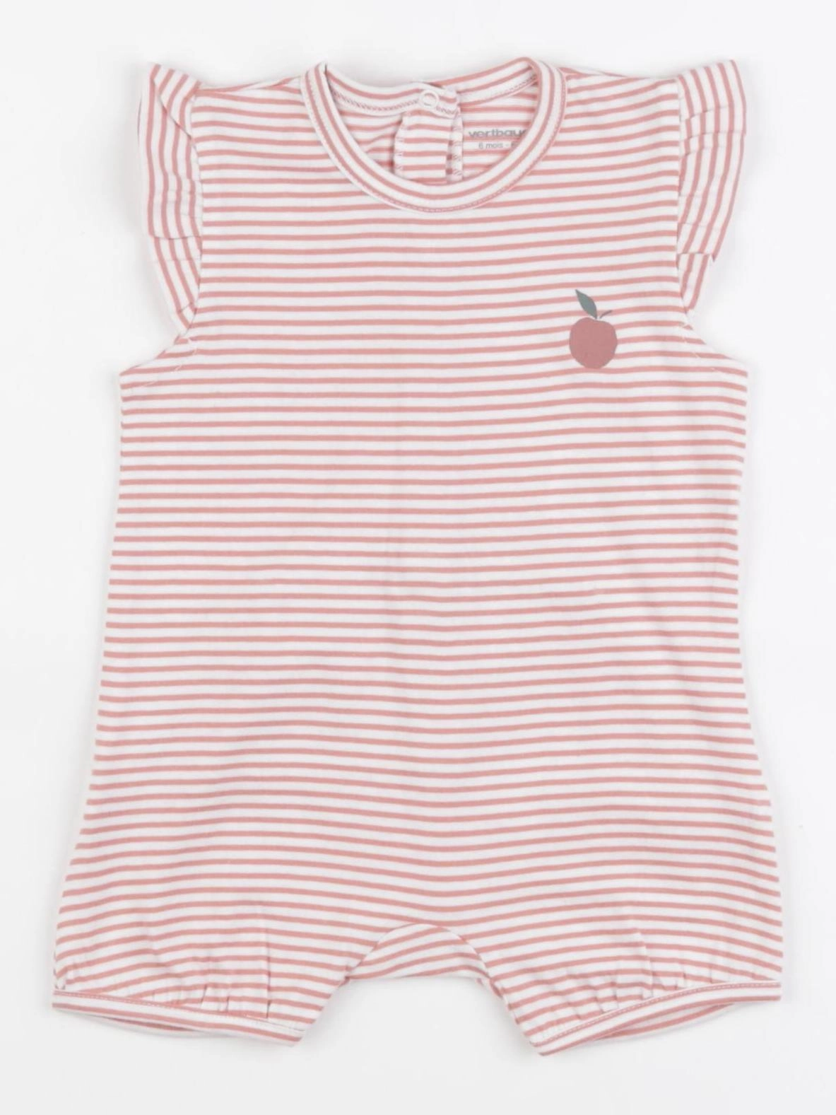 Vertbaudet - combinaison beige, rose - 6 mois