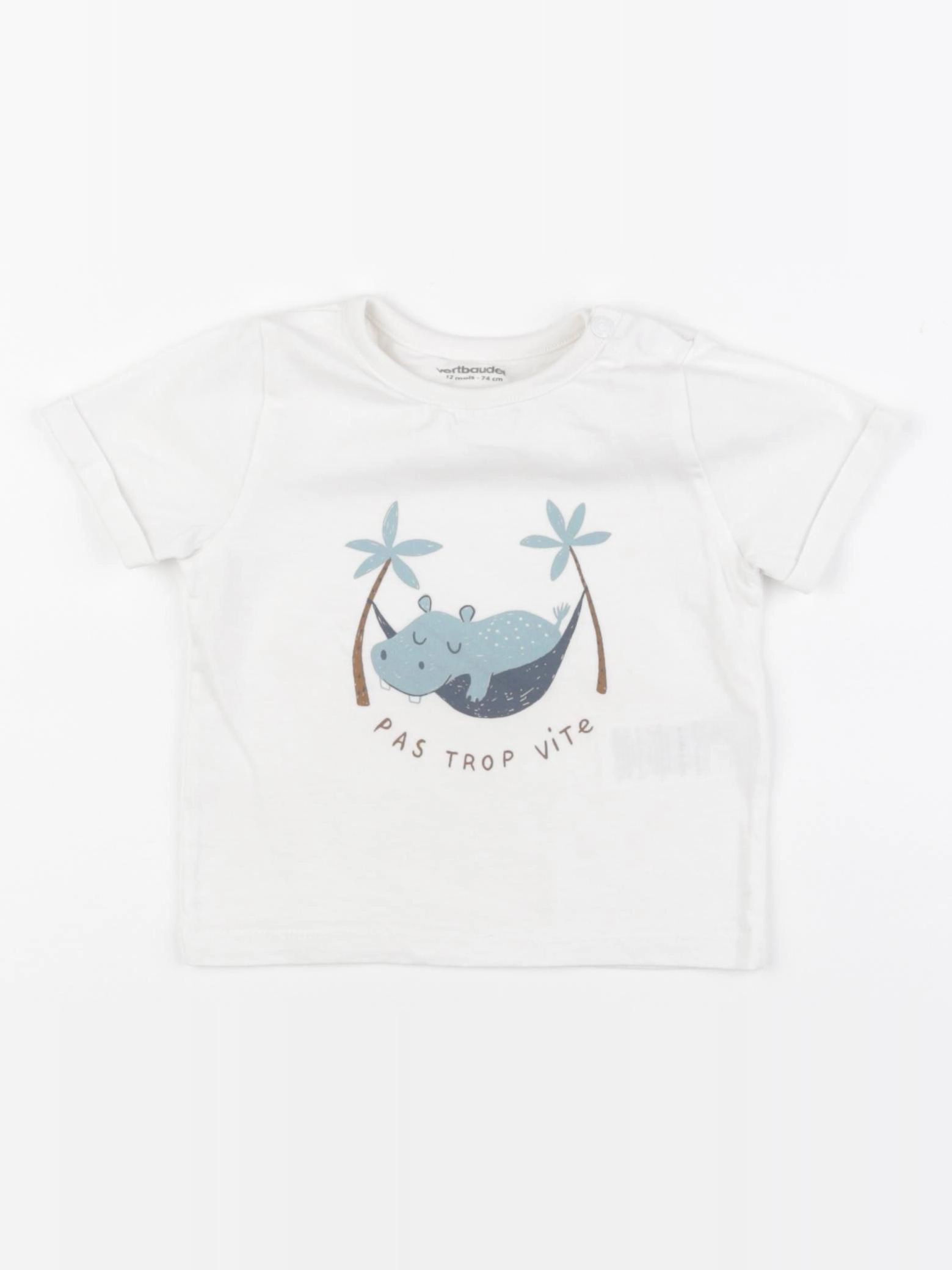 Vertbaudet - tee-shirt blanc - 12 mois