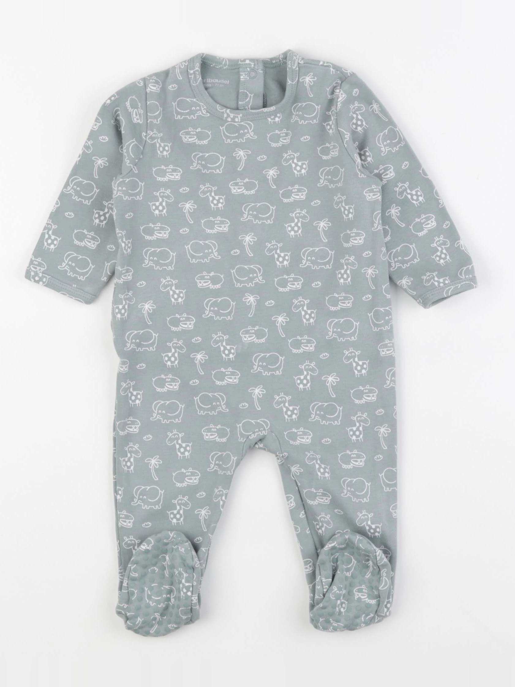 Vertbaudet - pyjama coton vert - 9 mois