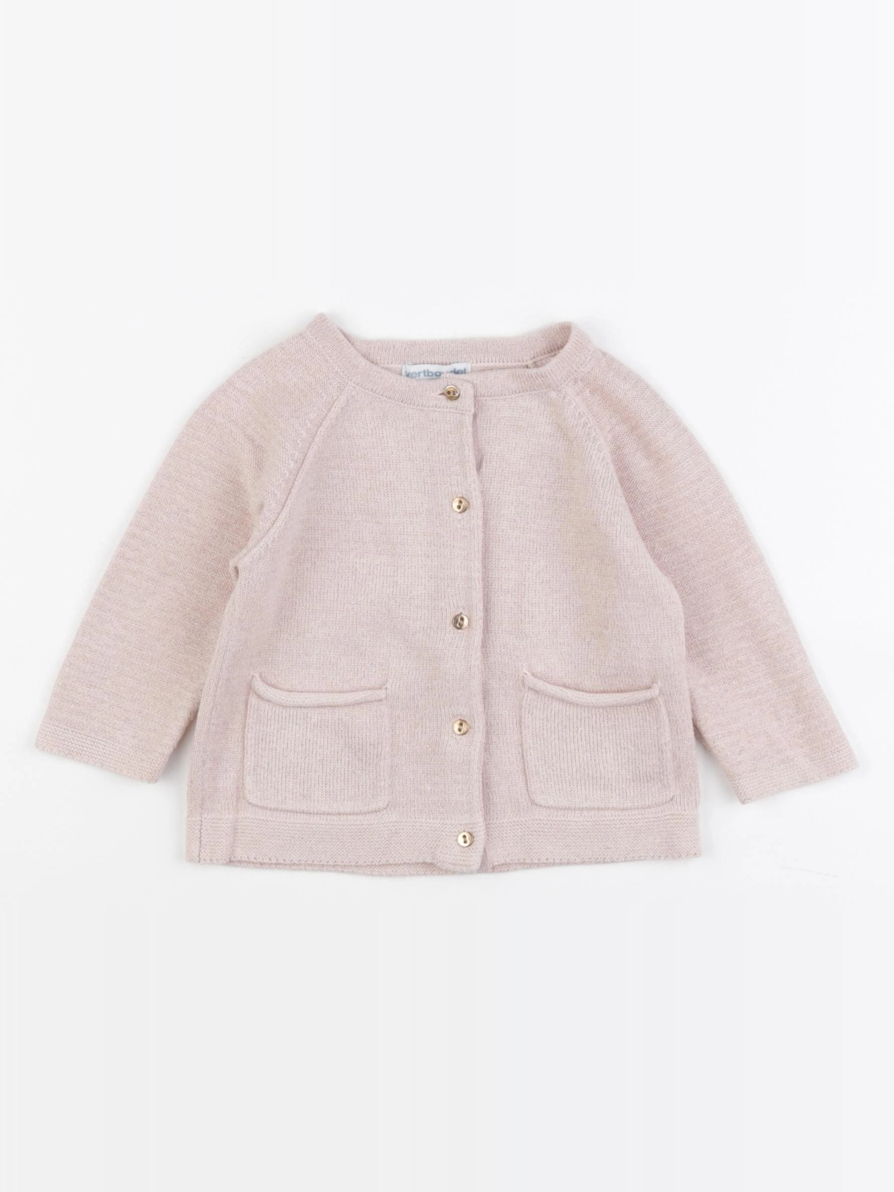 Vertbaudet - gilet rose, or - 12 mois