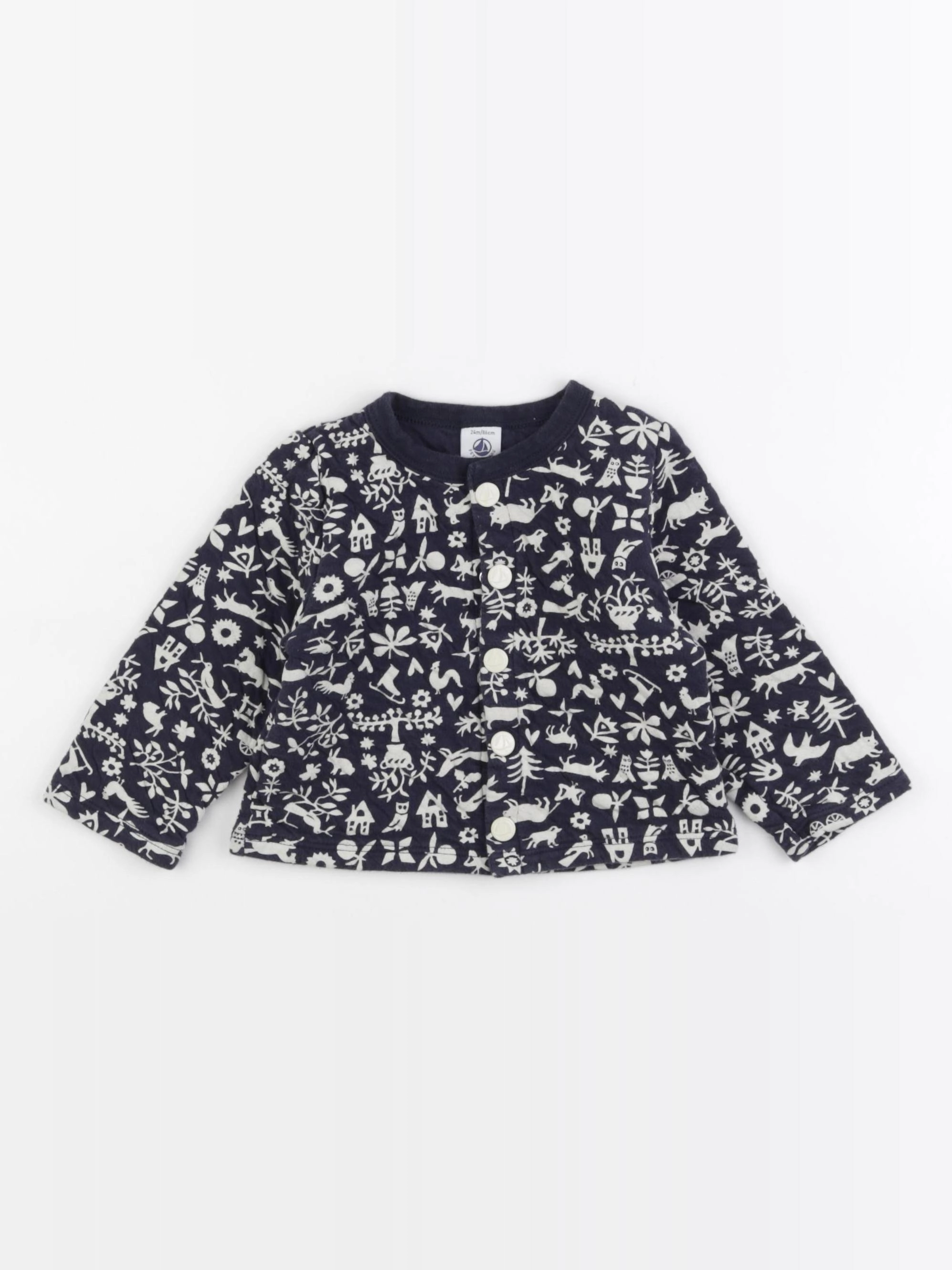 Petit Bateau - sweat bleu, blanc - 24 mois