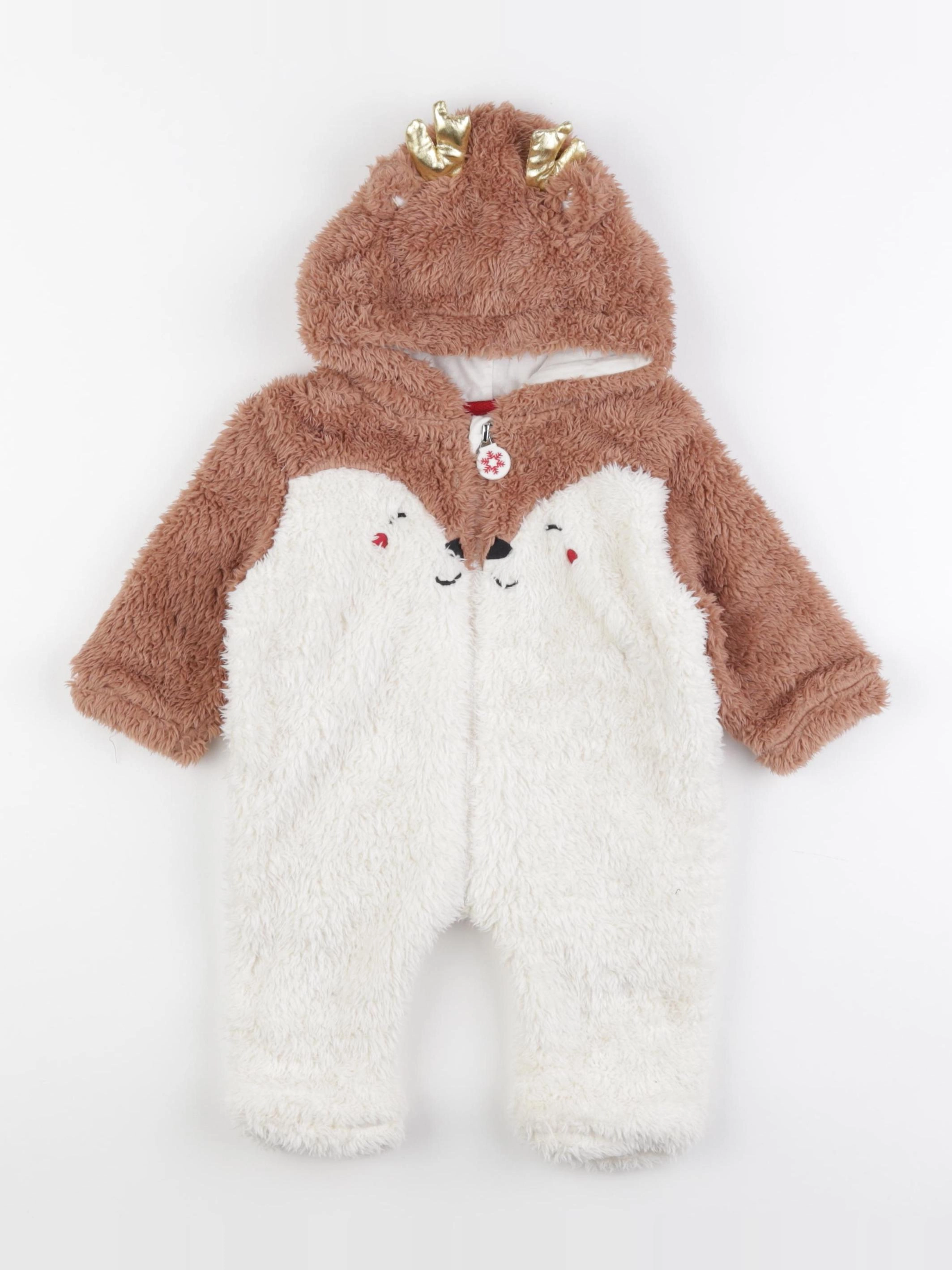 Vertbaudet - combi-pilote blanc, marron - 6 mois
