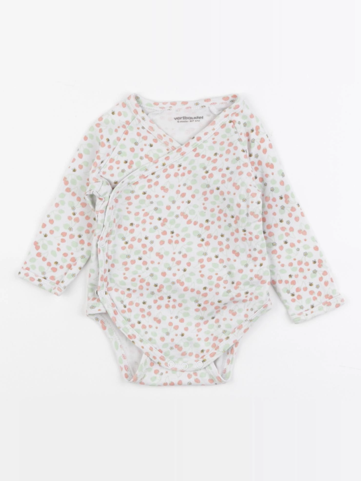 Vertbaudet - body rose, vert - 6 mois