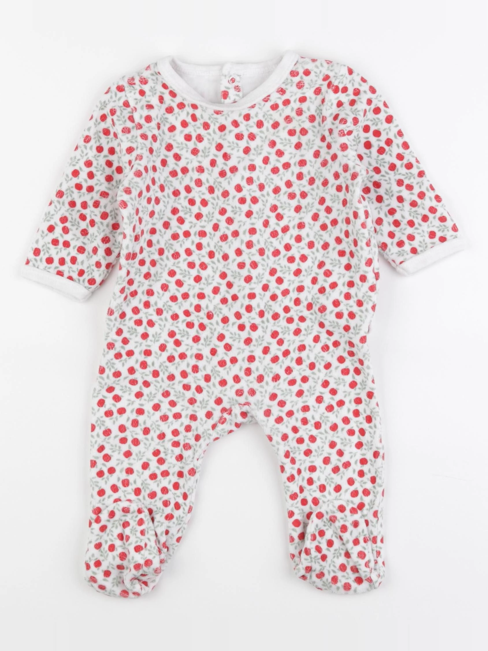 Vertbaudet - pyjama velours rouge, vert - 6 mois