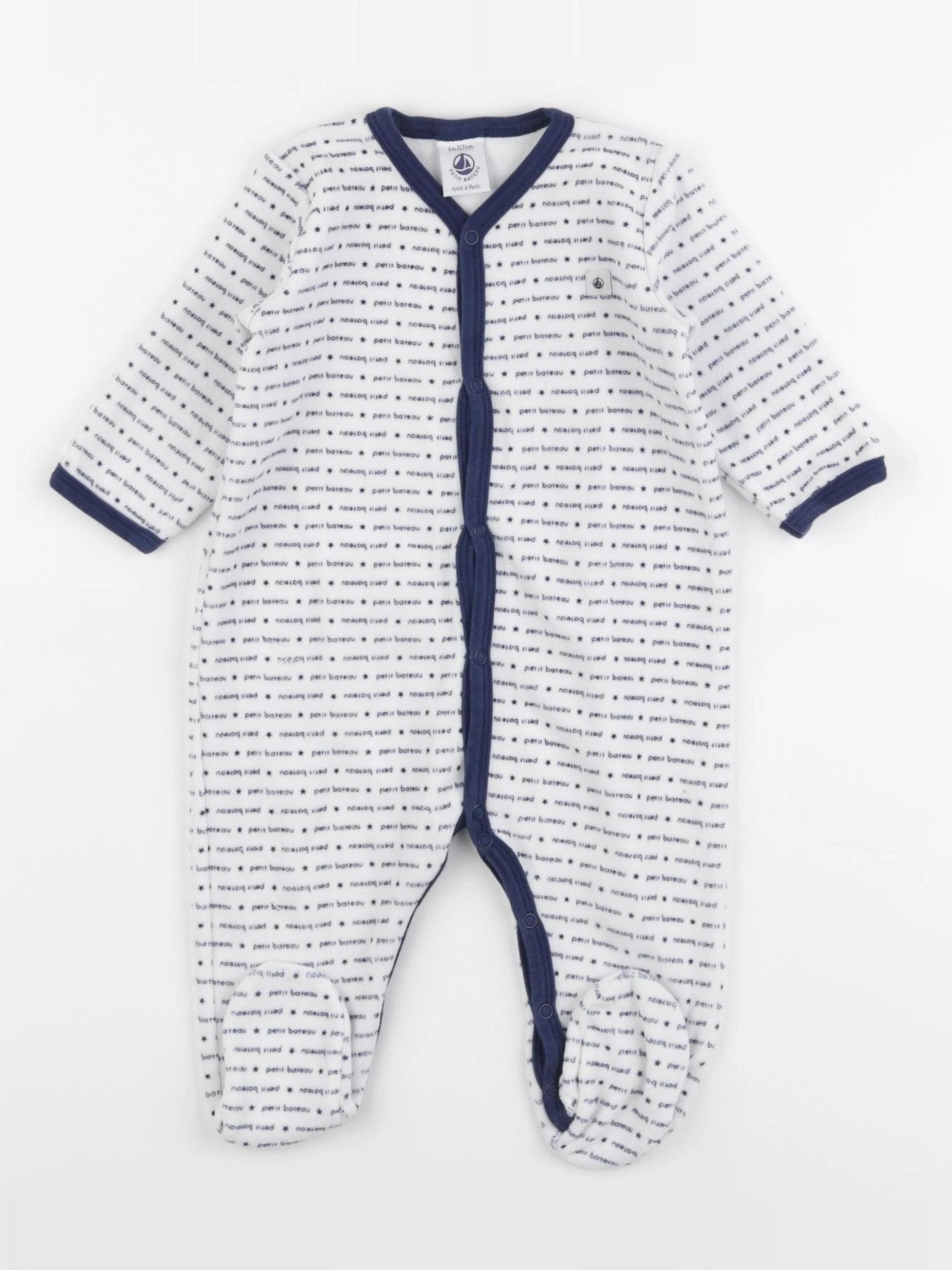 Petit Bateau - pyjama velours blanc - 6 mois