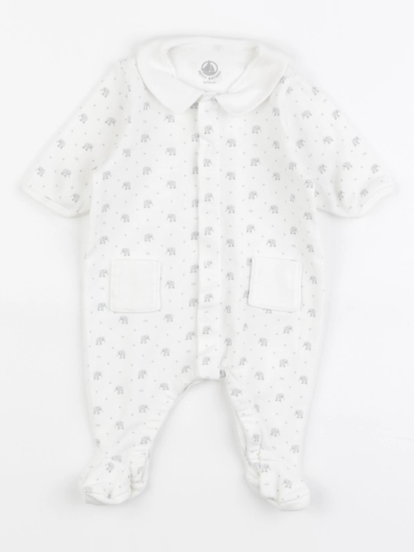 Petit Bateau - pyjama coton blanc - 0 mois